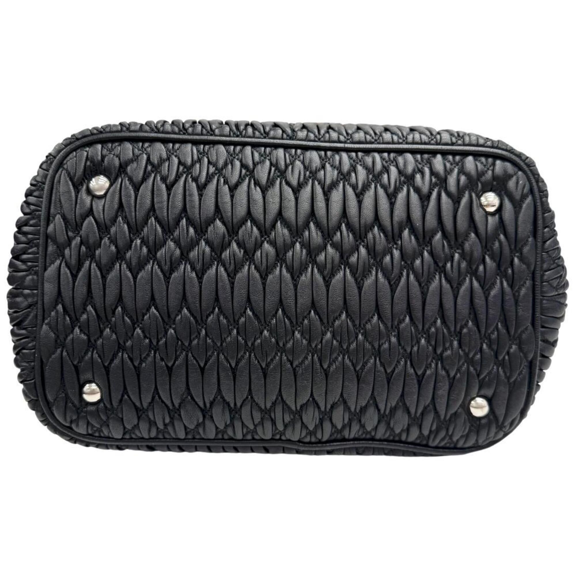 Miu Miu Miu Miu MIUMIU Matelassé Nappa Crystal Rhinestone Leather Black RN0896 Handbag, Bejeweled Shoulder Bag, Women's & Men's Size ONE SIZE - 5 Thumbnail
