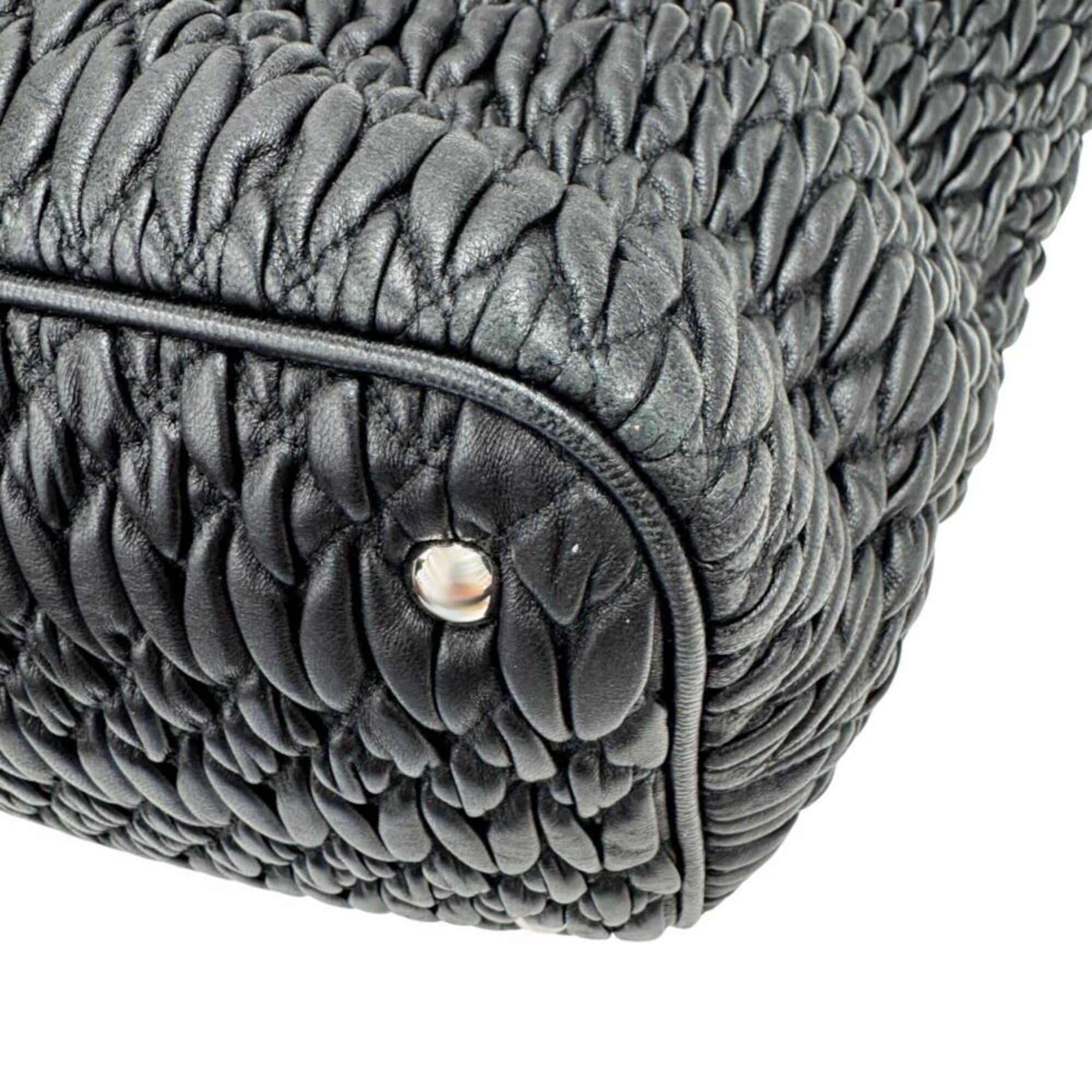 Miu Miu Miu Miu MIUMIU Matelassé Nappa Crystal Rhinestone Leather Black RN0896 Handbag, Bejeweled Shoulder Bag, Women's & Men's Size ONE SIZE - 7 Thumbnail