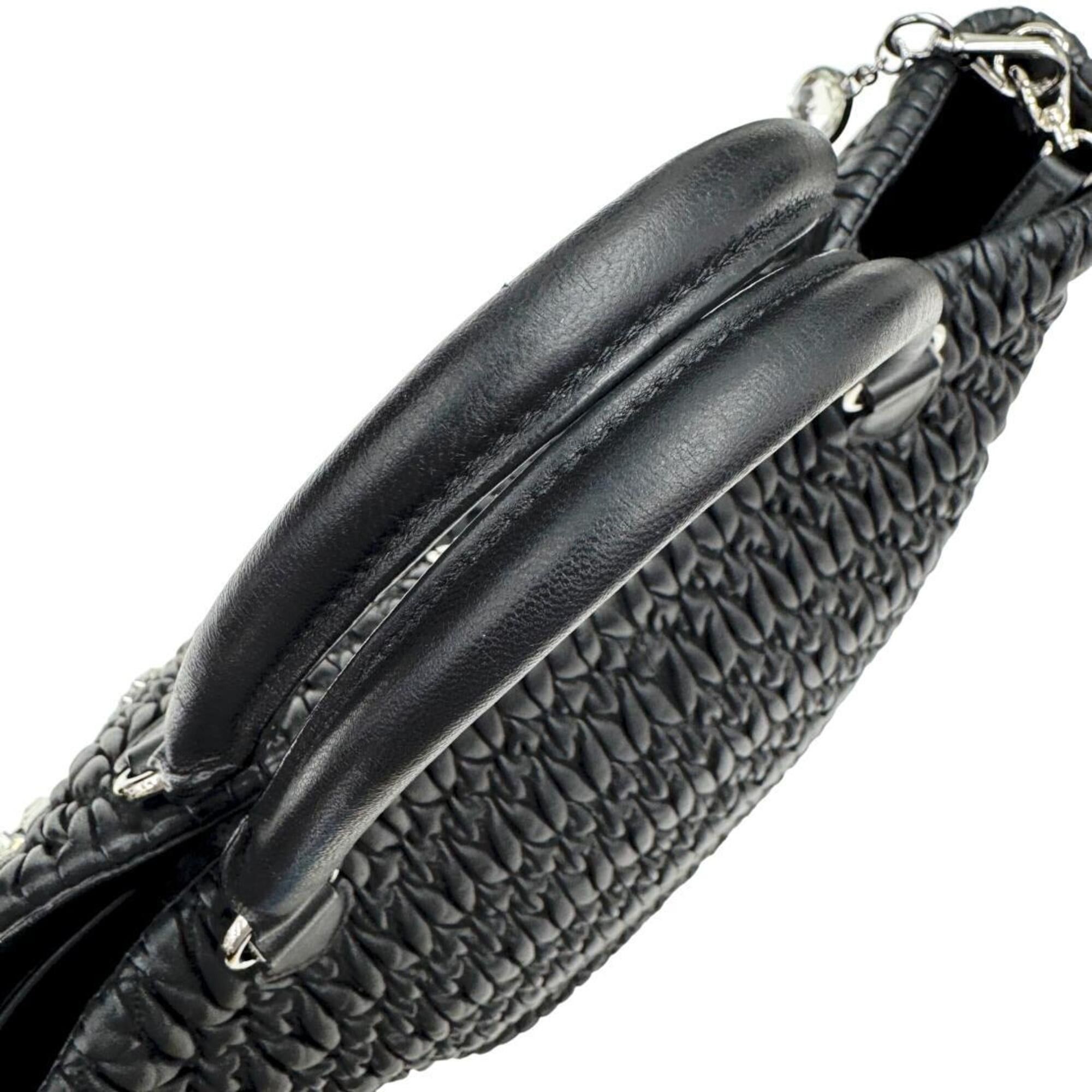 Miu Miu Miu Miu MIUMIU Matelassé Nappa Crystal Rhinestone Leather Black RN0896 Handbag, Bejeweled Shoulder Bag, Women's & Men's Size ONE SIZE - 10 Thumbnail