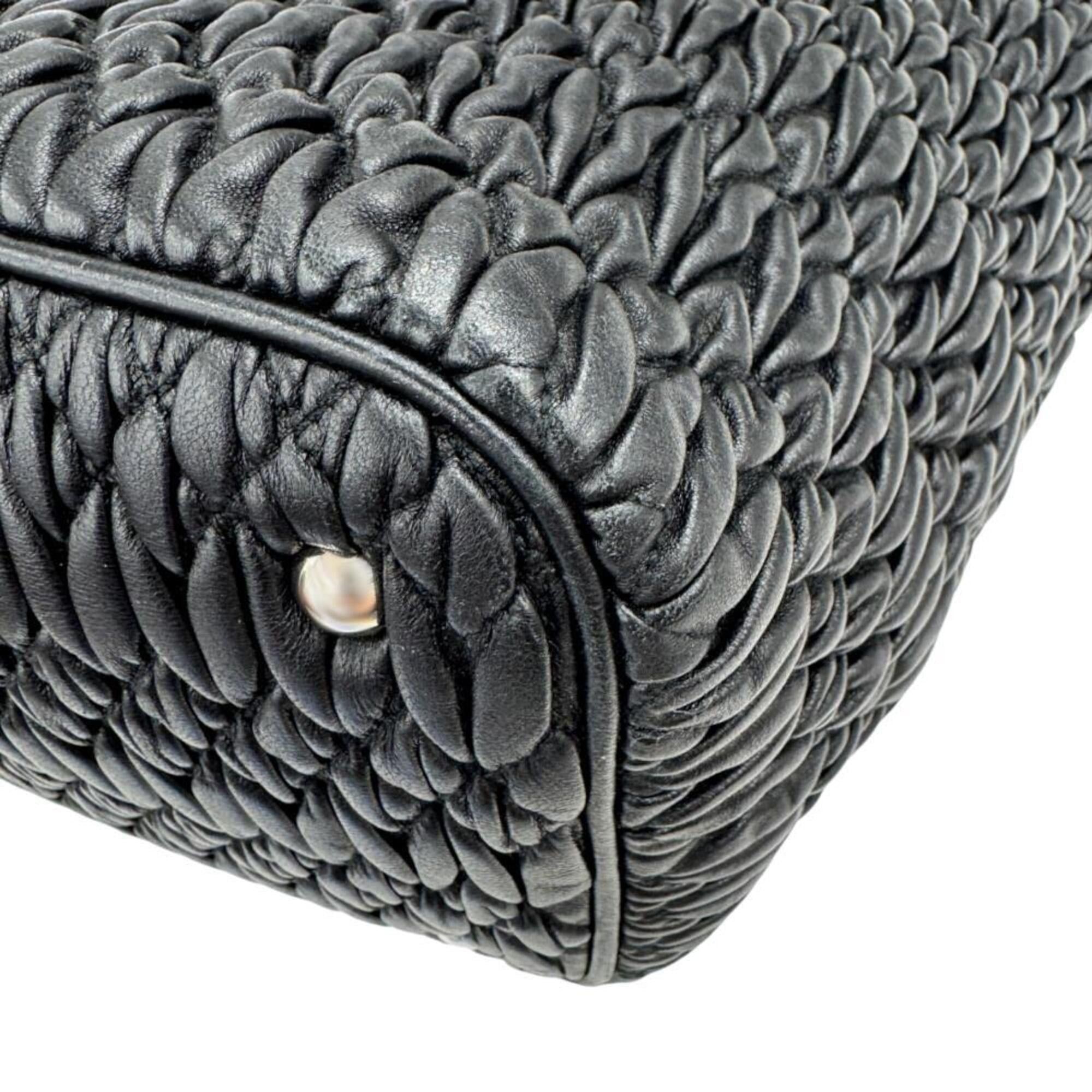 Miu Miu Miu Miu MIUMIU Matelassé Nappa Crystal Rhinestone Leather Black RN0896 Handbag, Bejeweled Shoulder Bag, Women's & Men's Size ONE SIZE - 9 Thumbnail