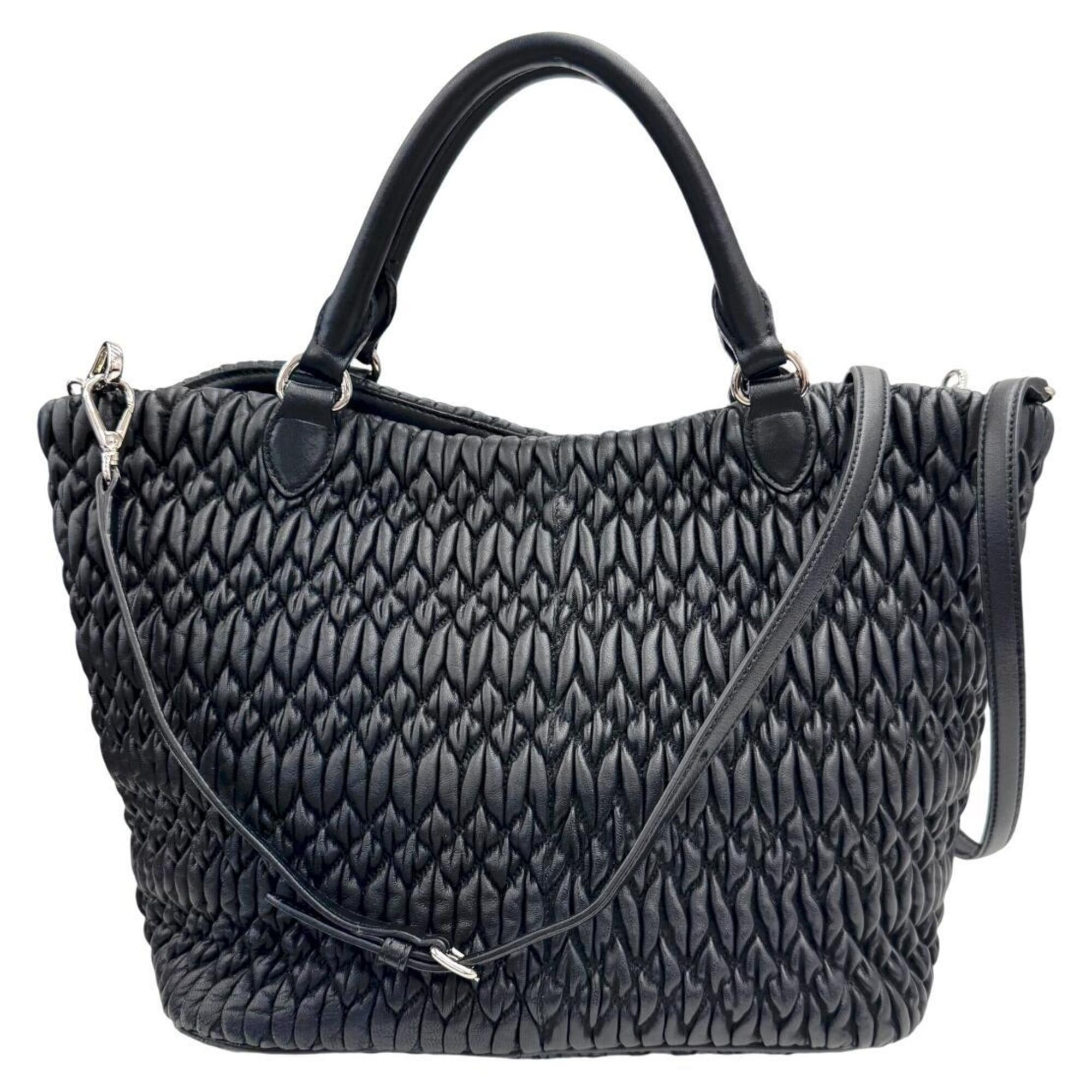 Miu Miu Miu Miu MIUMIU Matelassé Nappa Crystal Rhinestone Leather Black RN0896 Handbag, Bejeweled Shoulder Bag, Women's & Men's Size ONE SIZE - 2 Thumbnail