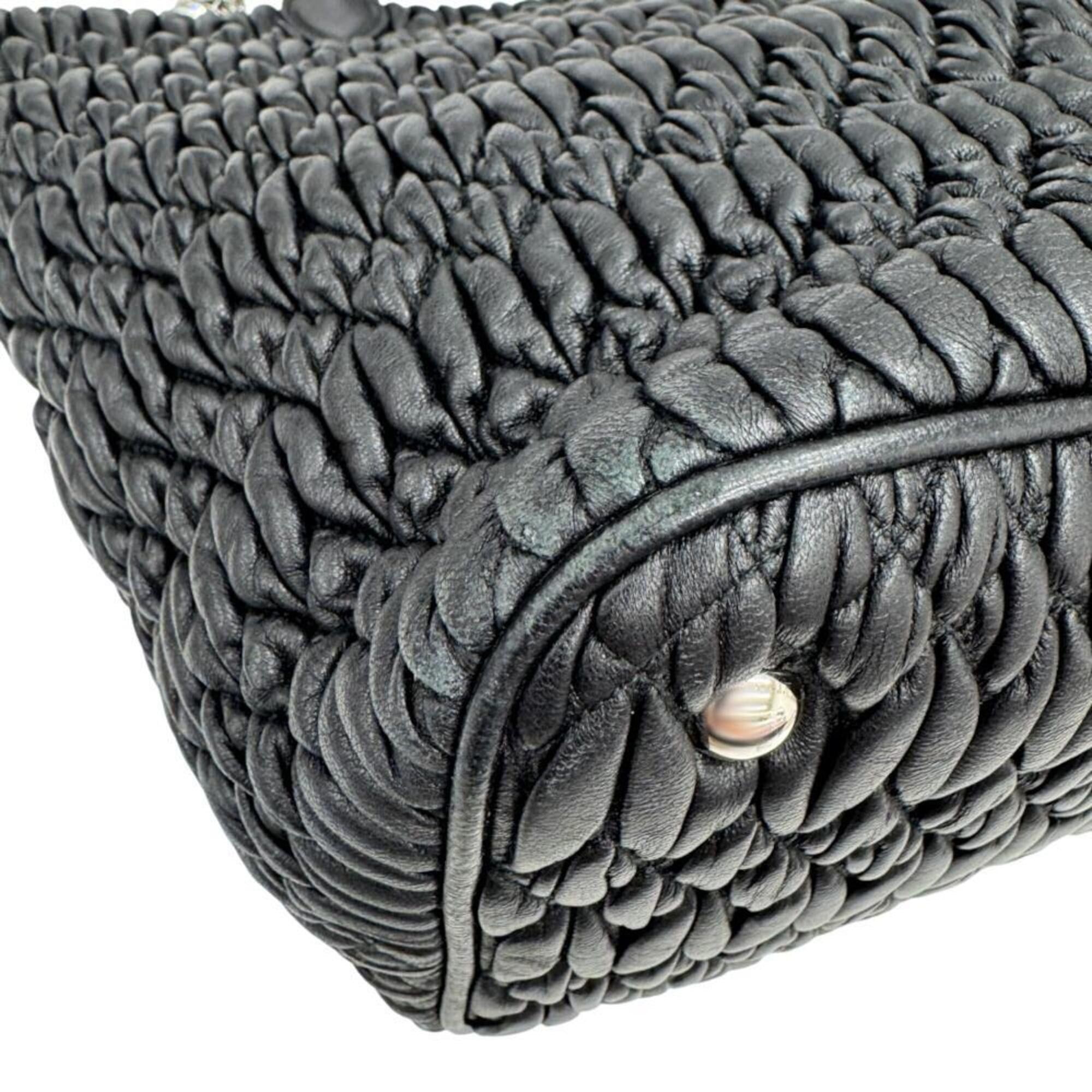 Miu Miu Miu Miu MIUMIU Matelassé Nappa Crystal Rhinestone Leather Black RN0896 Handbag, Bejeweled Shoulder Bag, Women's & Men's Size ONE SIZE - 8 Thumbnail