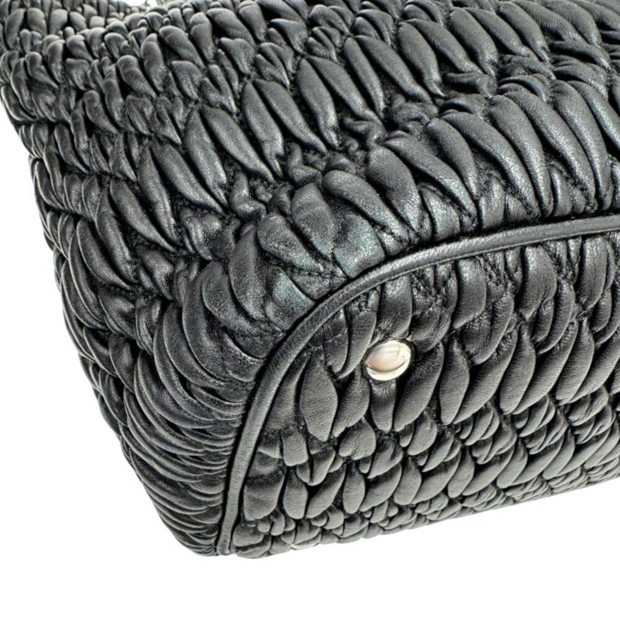 Miu Miu Miu Miu MIUMIU Matelassé Nappa Crystal Rhinestone Leather Black RN0896 Handbag, Bejeweled Shoulder Bag, Women's & Men's Size ONE SIZE - 6 Thumbnail