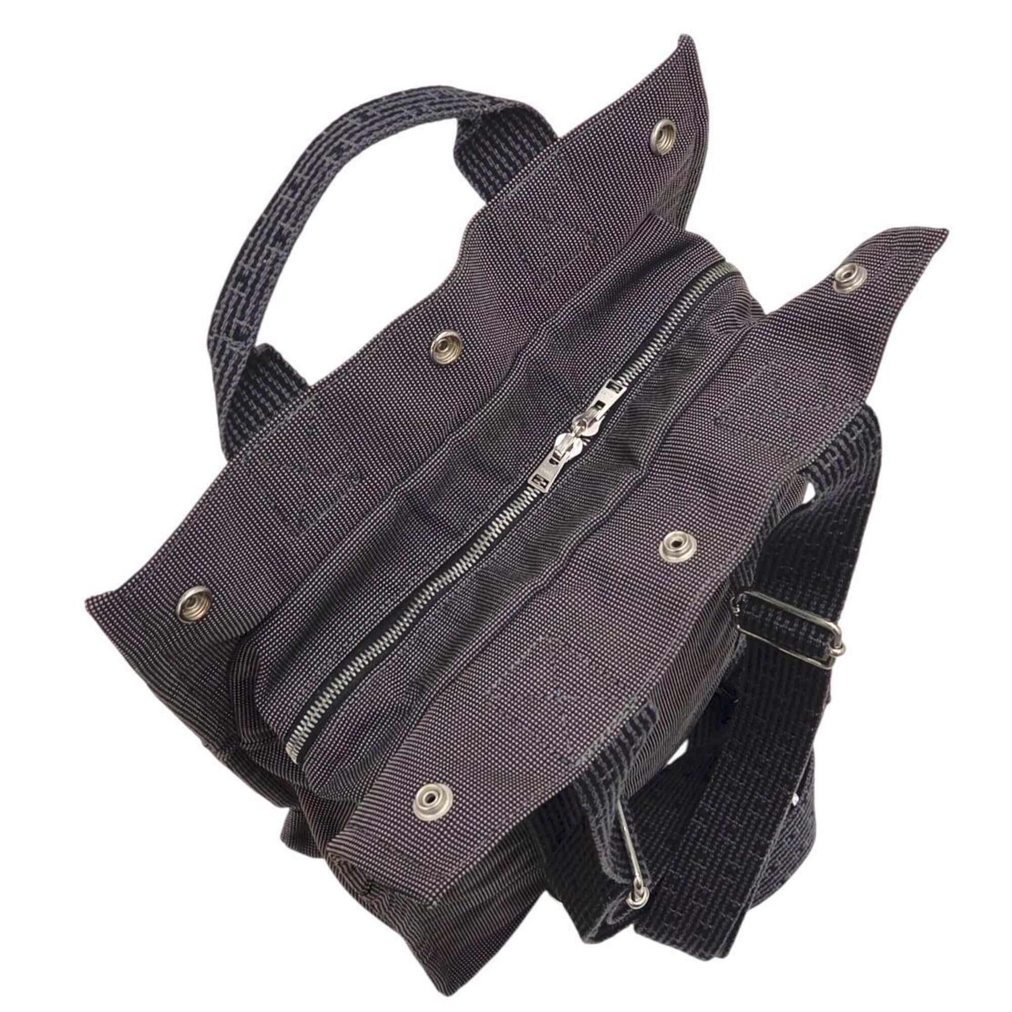 Hermes Herline Ad MM Gray Backpack Canvas Nylon Women\