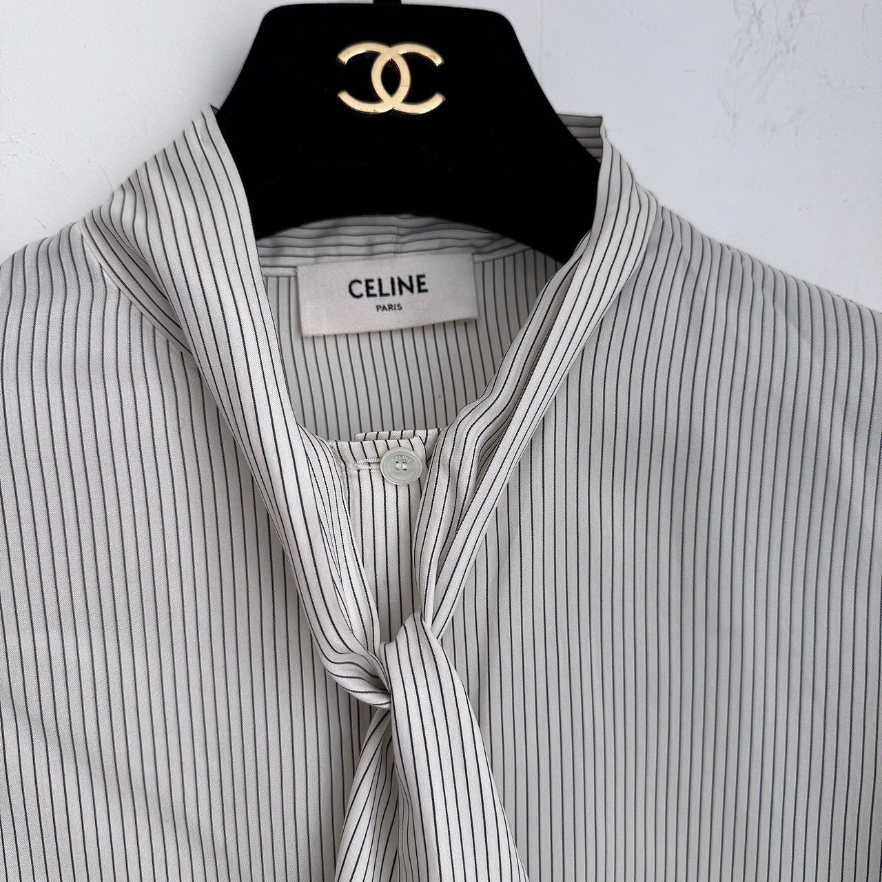Celine Celine Striped Silk Blouse Size 34 Size XXS / US 00 / IT 34 - 3 Thumbnail
