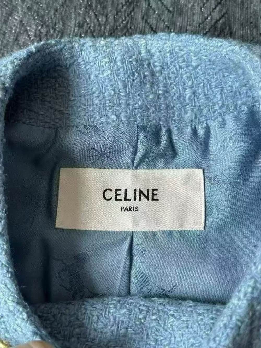 Celine Celine Blue Tweed Double-Breasted Jacket Size 36 Size XS / US 0-2 / IT 36-38 - 3 Thumbnail
