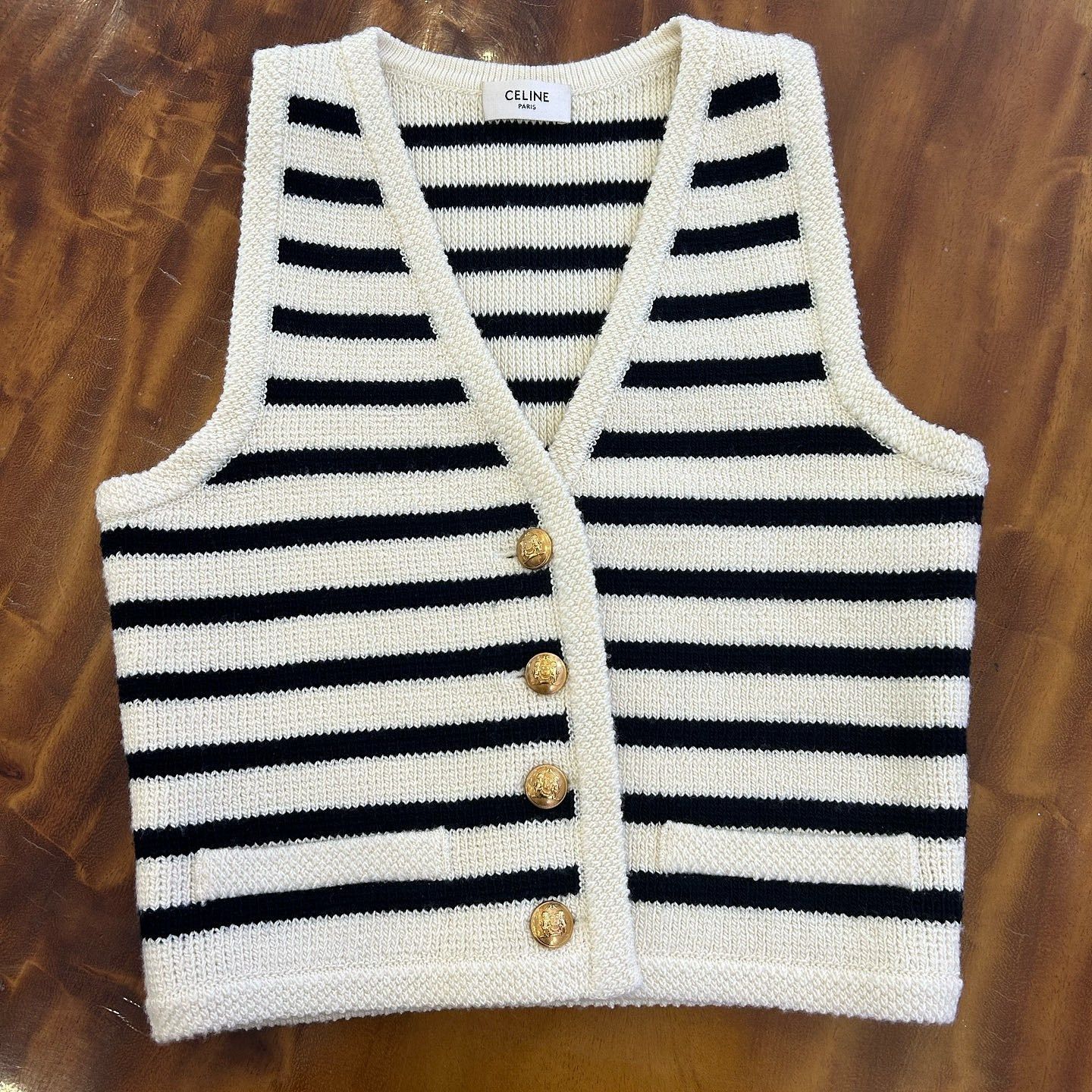 Celine CELINE Striped Knit Button Vest Size S Size S / US 4 / IT 40 - 10 Thumbnail