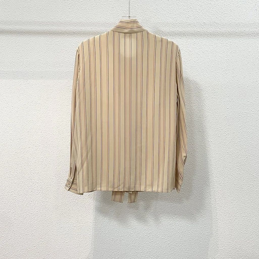 Celine Celine Striped Silk Tie Neck Blouse Size 40 Size M / US 6-8 / IT 42-44 - 2 Thumbnail