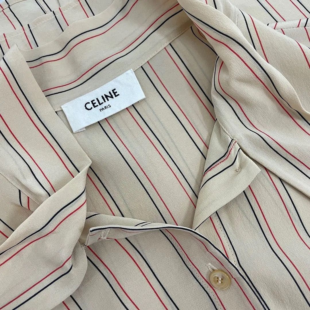 Celine Celine Striped Silk Tie Neck Blouse Size 40 Size M / US 6-8 / IT 42-44 - 3 Thumbnail