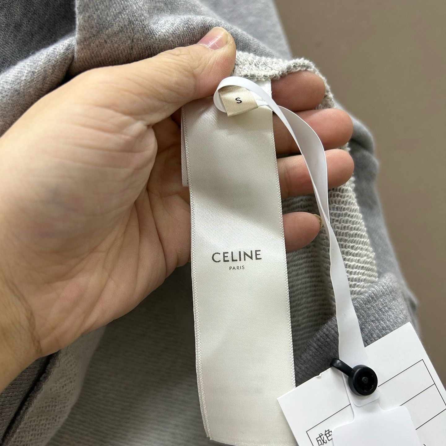 Celine Celine 16 Logo Embroidered Hoodie Gray Size S Size US S / EU 44-46 / 1 - 4 Thumbnail