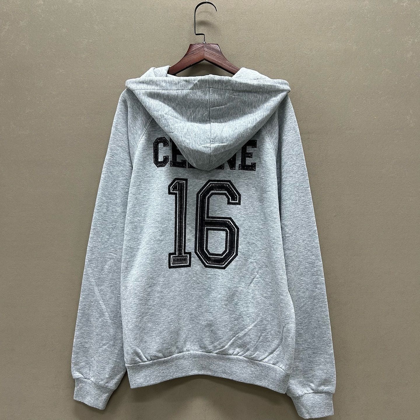 Celine Celine 16 Logo Embroidered Hoodie Gray Size S Size US S / EU 44-46 / 1 - 2 Thumbnail