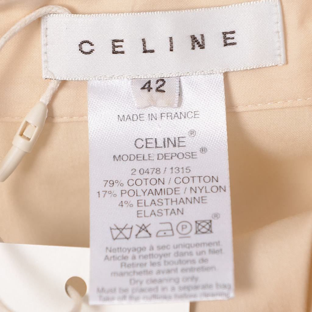 Celine Celine Beige Long Sleeve Button Up Shirt Size 42 Size M / US 6-8 / IT 42-44 - 4 Thumbnail