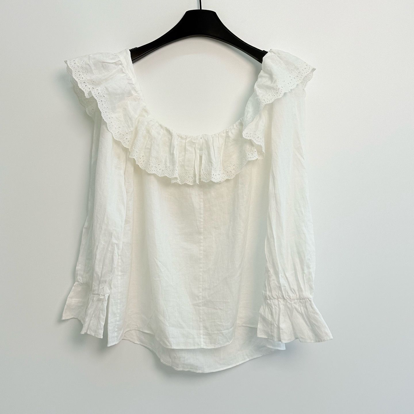 Celine Celine Embroidered Ruffle Blouse Size 40 Size M / US 6-8 / IT 42-44 - 2 Thumbnail