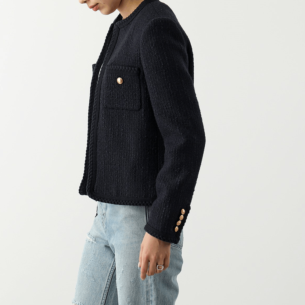Celine Celine Navy Wool Blend Tweed Jacket Size 34 Size XS / US 0-2 / IT 36-38 - 10 Thumbnail