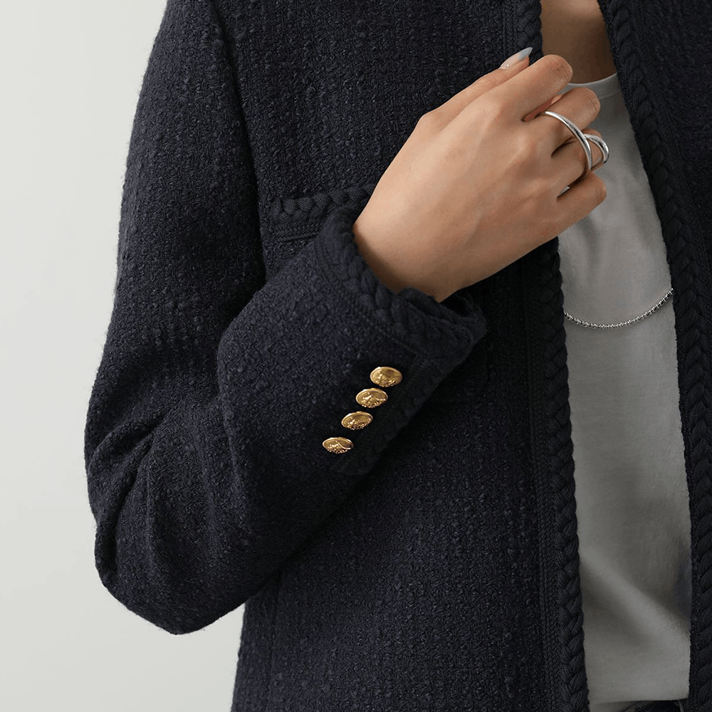 Celine Celine Navy Wool Blend Tweed Jacket Size 34 Size XS / US 0-2 / IT 36-38 - 11 Thumbnail