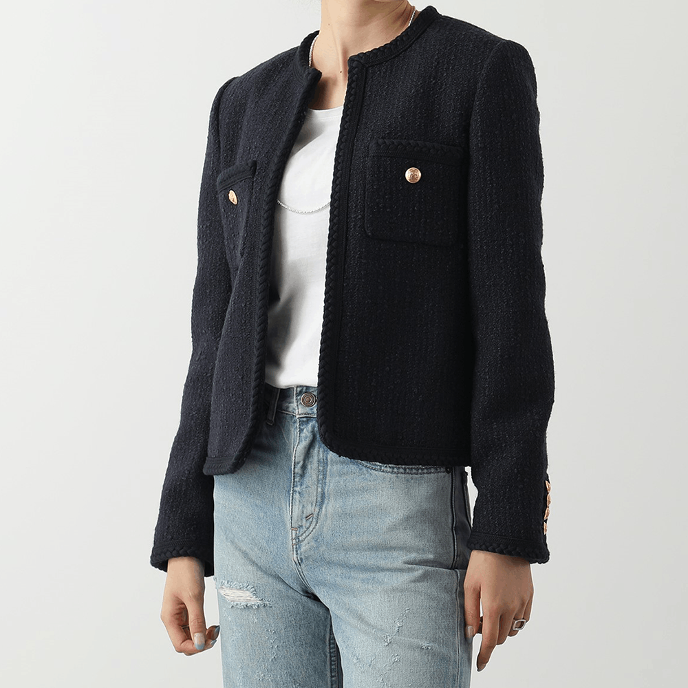 Celine Celine Navy Wool Blend Tweed Jacket Size 34 Size XS / US 0-2 / IT 36-38 - 9 Thumbnail