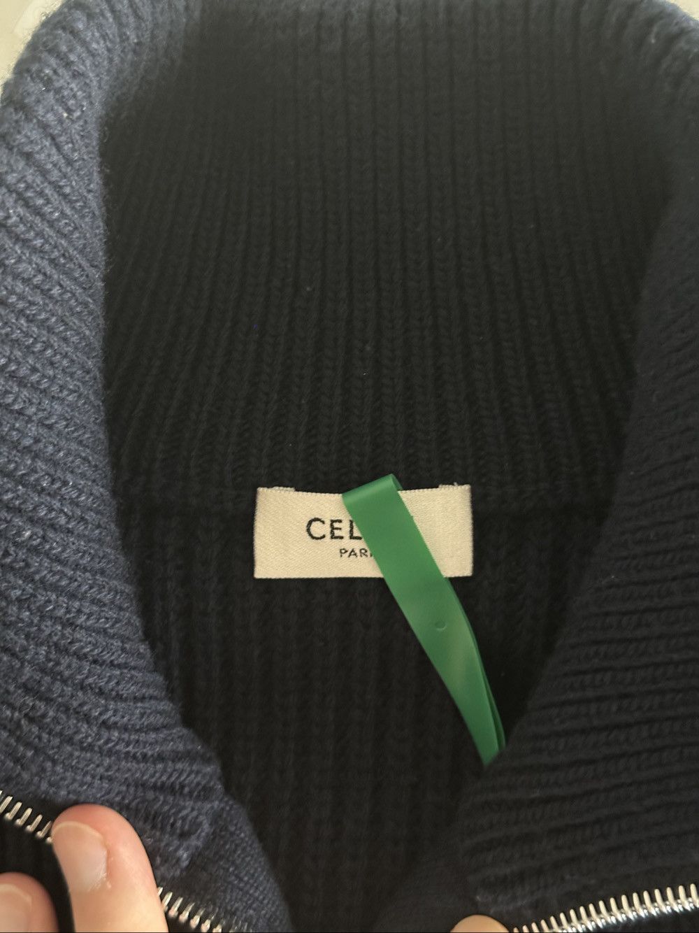 Celine Celine Ribbed Logo Zip Sweater Size L Size US L / EU 52-54 / 3 - 3 Thumbnail