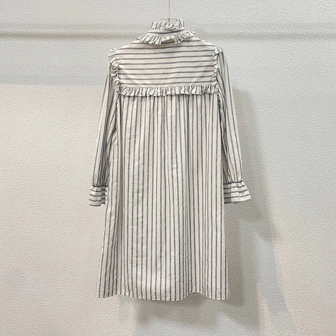 Celine CELINE Striped Ruffle Midi Dress Size 34 Size XS / US 0-2 / IT 36-38 - 2 Thumbnail