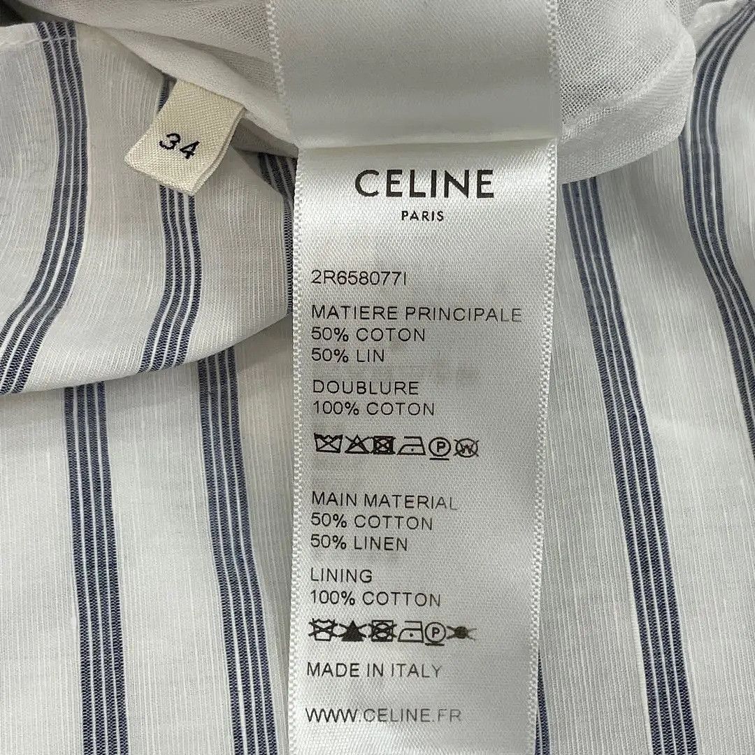 Celine CELINE Striped Ruffle Midi Dress Size 34 Size XS / US 0-2 / IT 36-38 - 6 Thumbnail