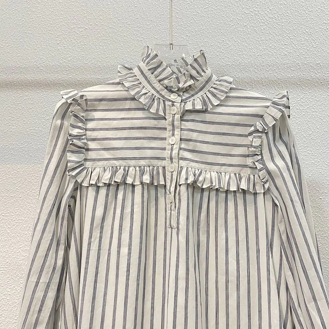Celine CELINE Striped Ruffle Midi Dress Size 34 Size XS / US 0-2 / IT 36-38 - 5 Thumbnail