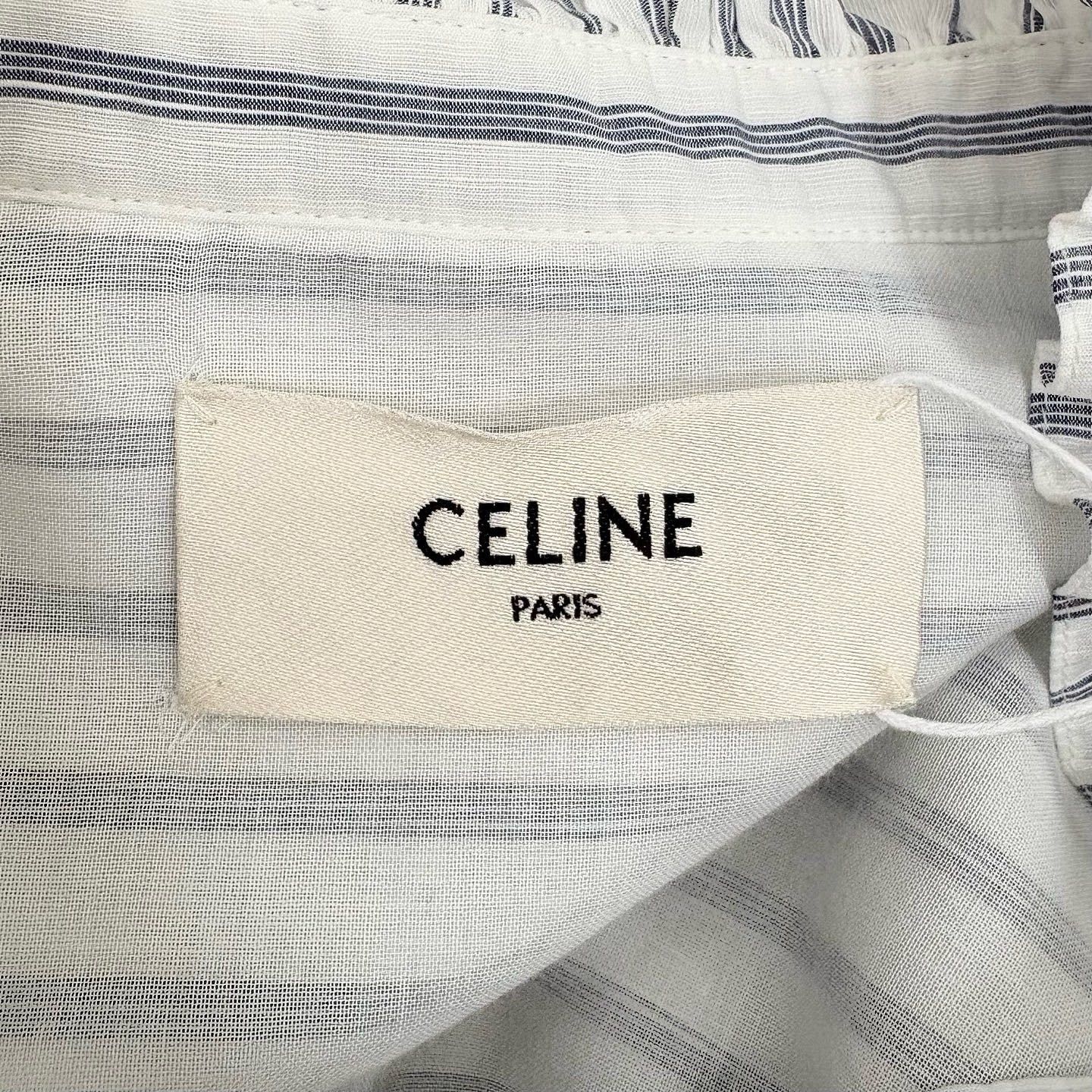 Celine CELINE Striped Ruffle Midi Dress Size 34 Size XS / US 0-2 / IT 36-38 - 3 Thumbnail