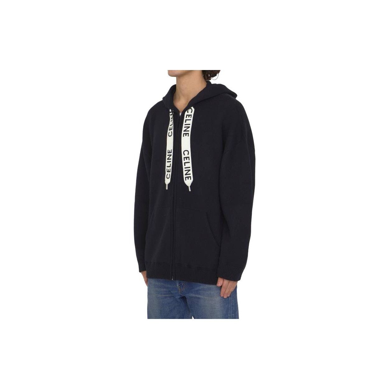 Celine CELINE Logo Zip-Up Knit Hoodie Size L Size US L / EU 52-54 / 3 - 10 Thumbnail