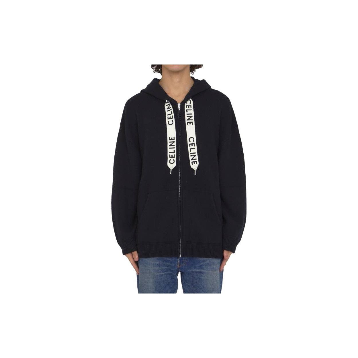 Celine CELINE Logo Zip-Up Knit Hoodie Size L Size US L / EU 52-54 / 3 - 7 Thumbnail