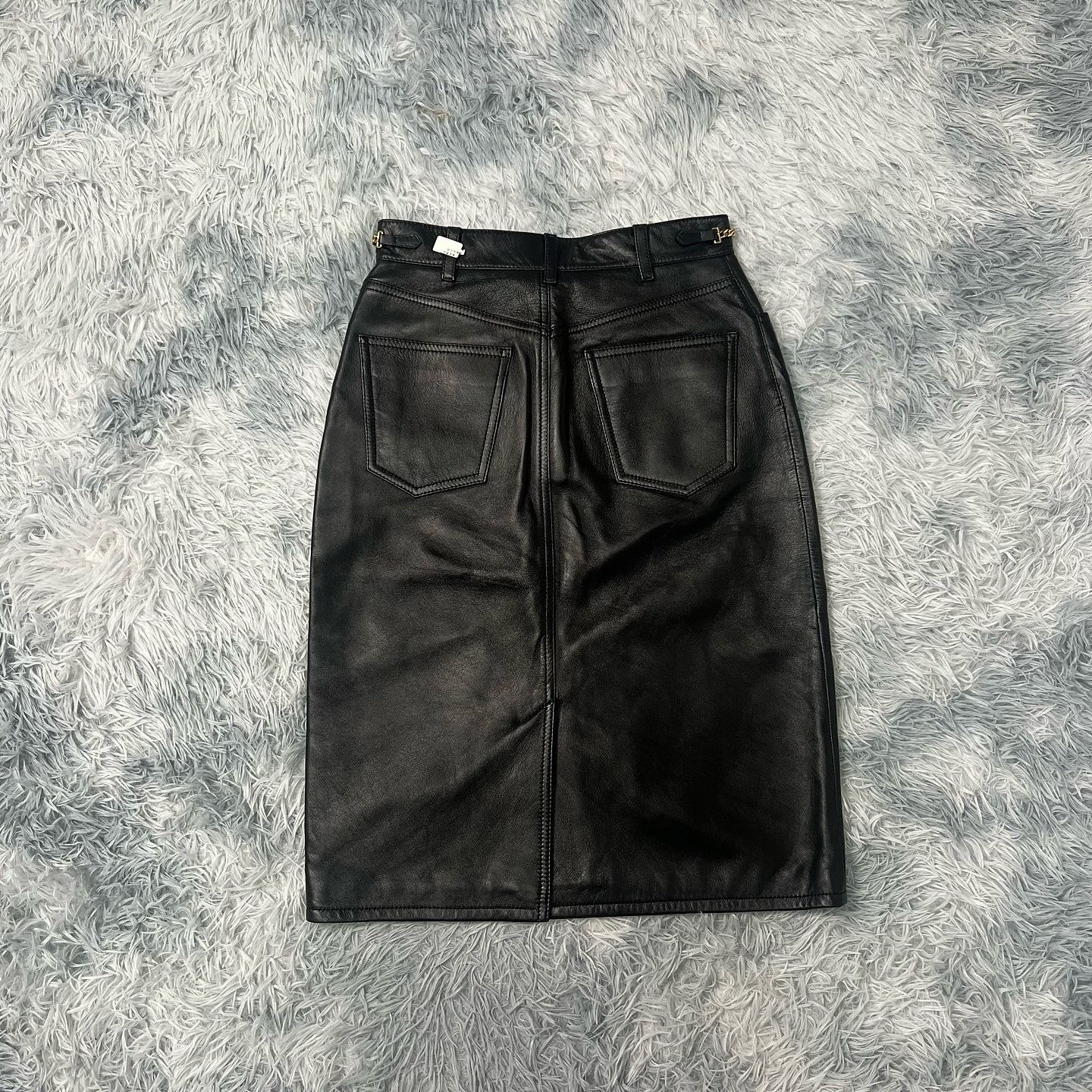 Celine CELINE Leather Chain Detail Midi Skirt Size 36 Size 26" / US 2 / IT 38 - 2 Thumbnail