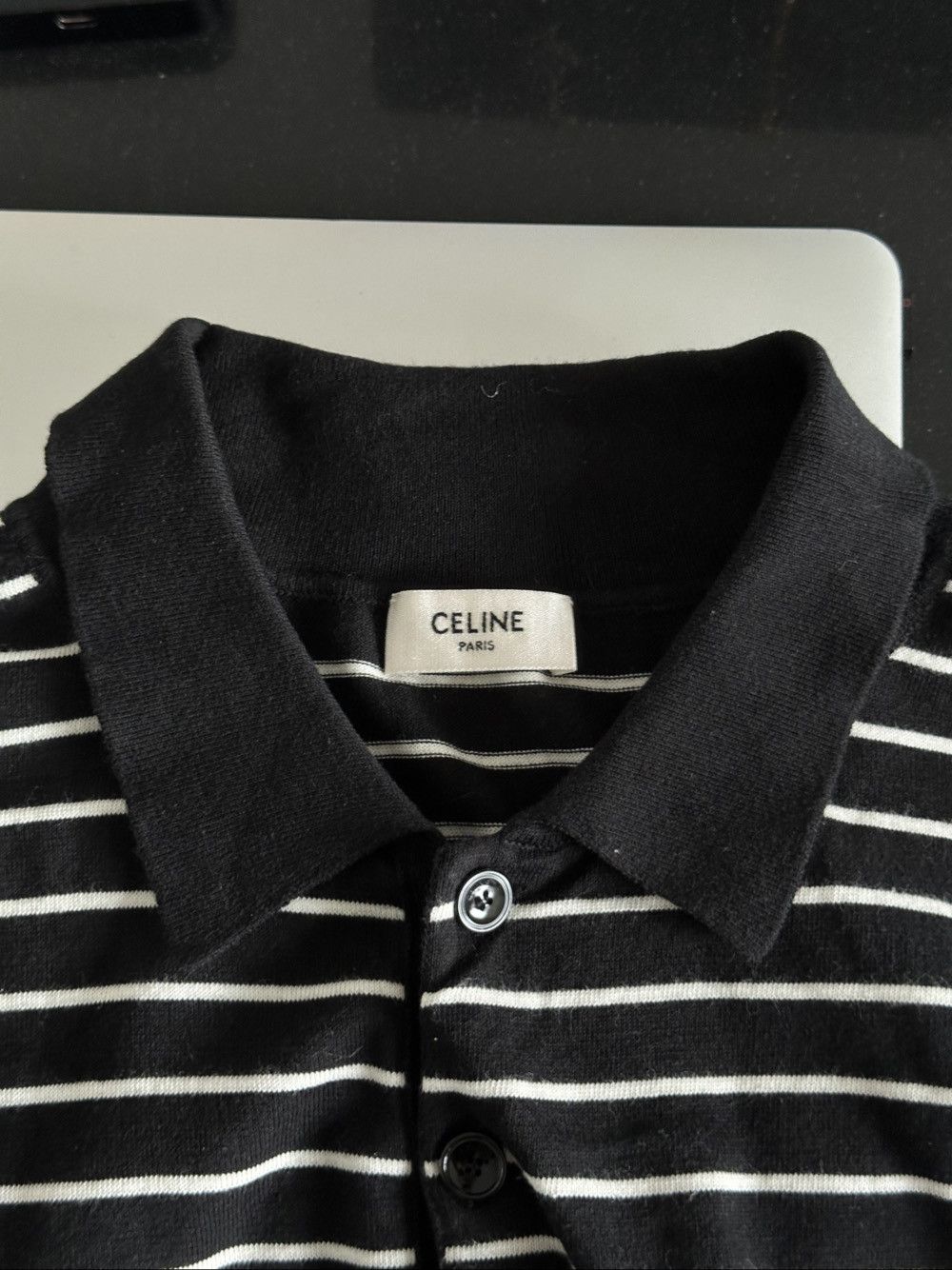 Celine Celine Striped Knit Polo Size L Size US L / EU 52-54 / 3 - 3 Thumbnail