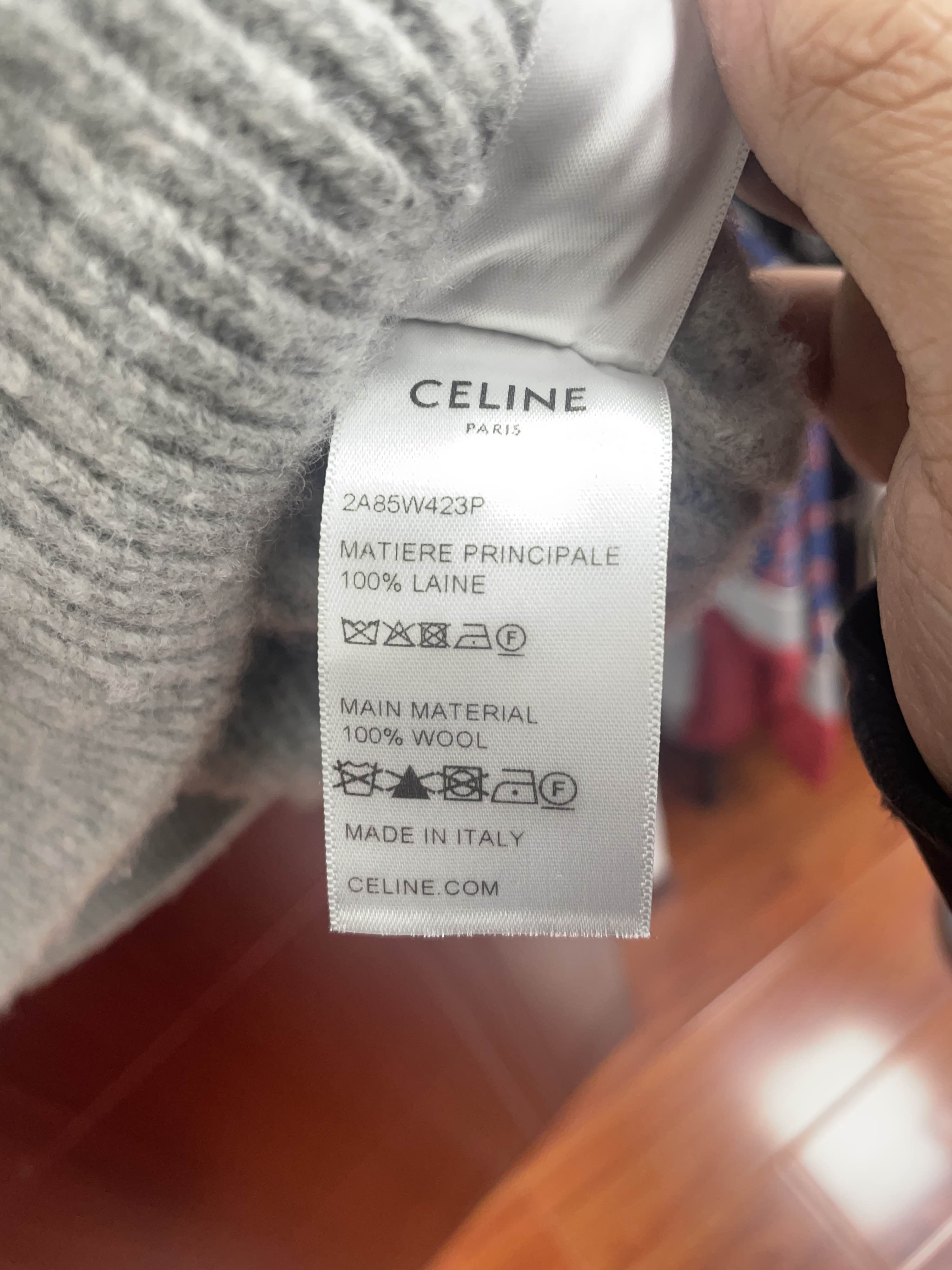 Celine CELINE Logo Knit Hoodie Gray Size XXL Size US XXL / EU 58 / 5 - 4 Thumbnail