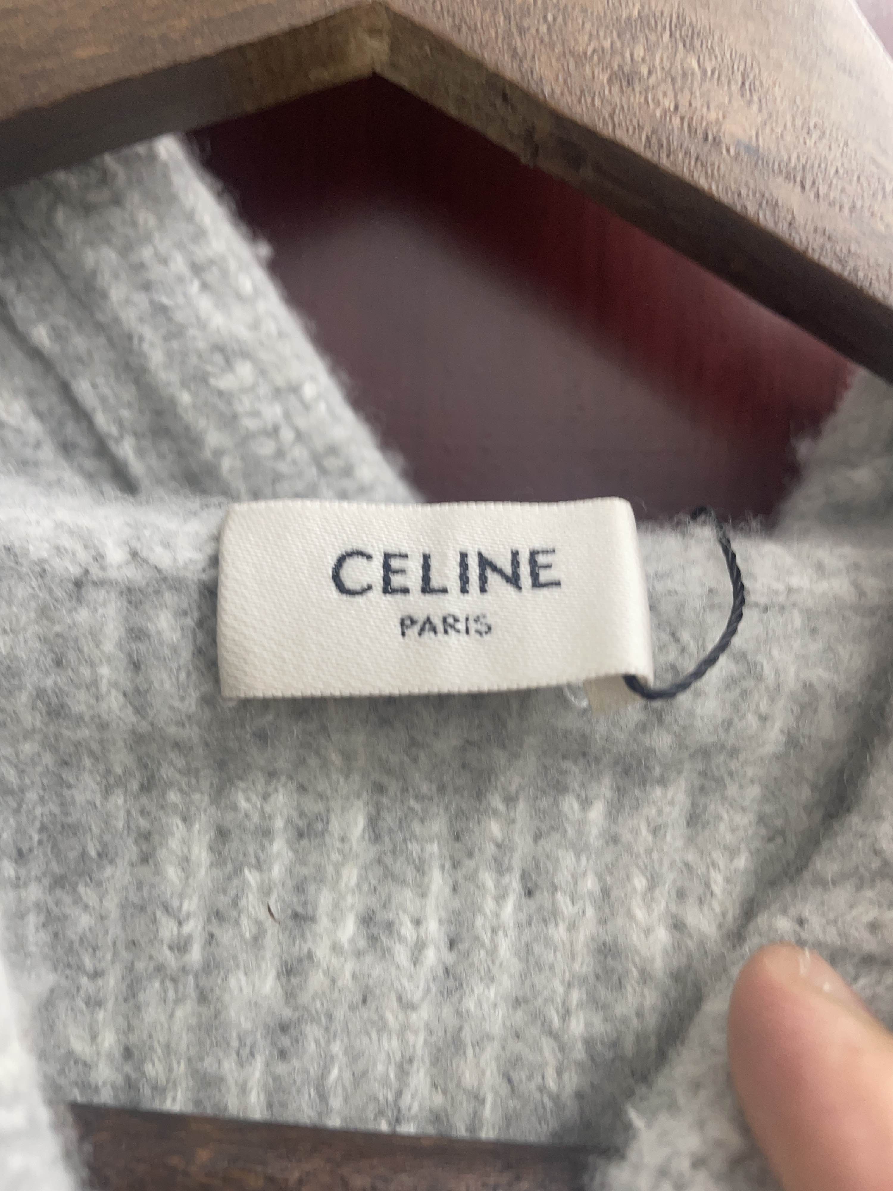 Celine CELINE Logo Knit Hoodie Gray Size XXL Size US XXL / EU 58 / 5 - 3 Thumbnail