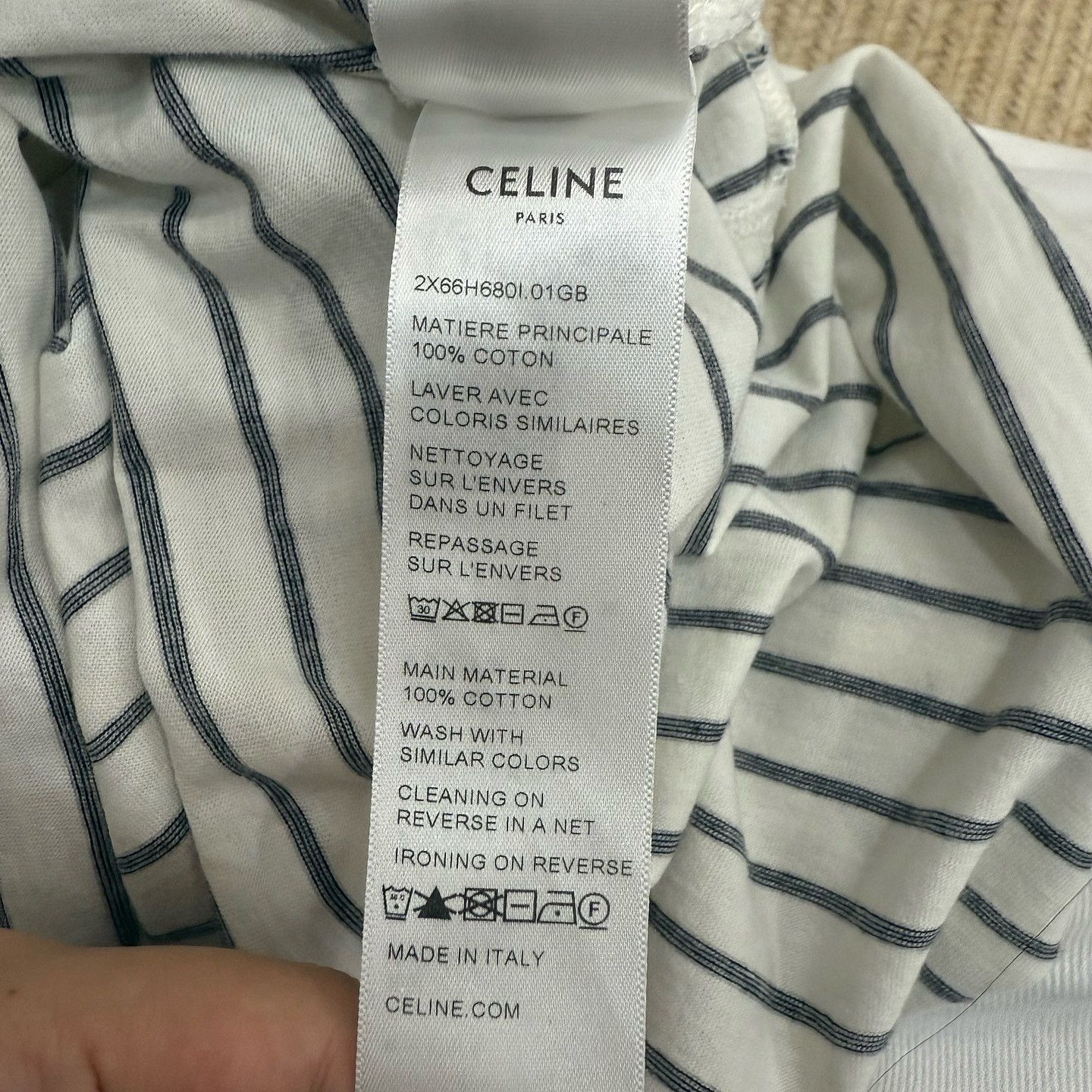 Celine CELINE Triomphe Striped T-Shirt Size XL Size US XL / EU 56 / 4 - 5 Thumbnail