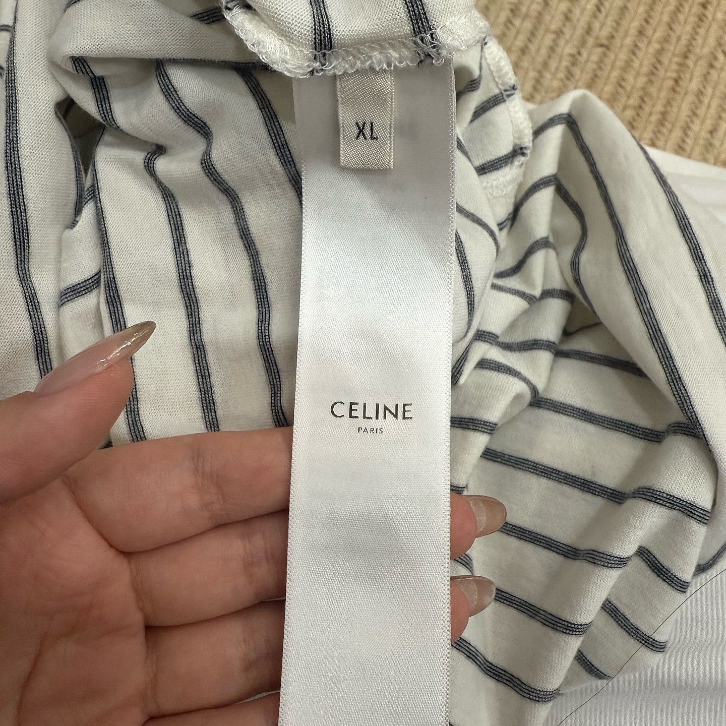 Celine CELINE Triomphe Striped T-Shirt Size XL Size US XL / EU 56 / 4 - 4 Thumbnail