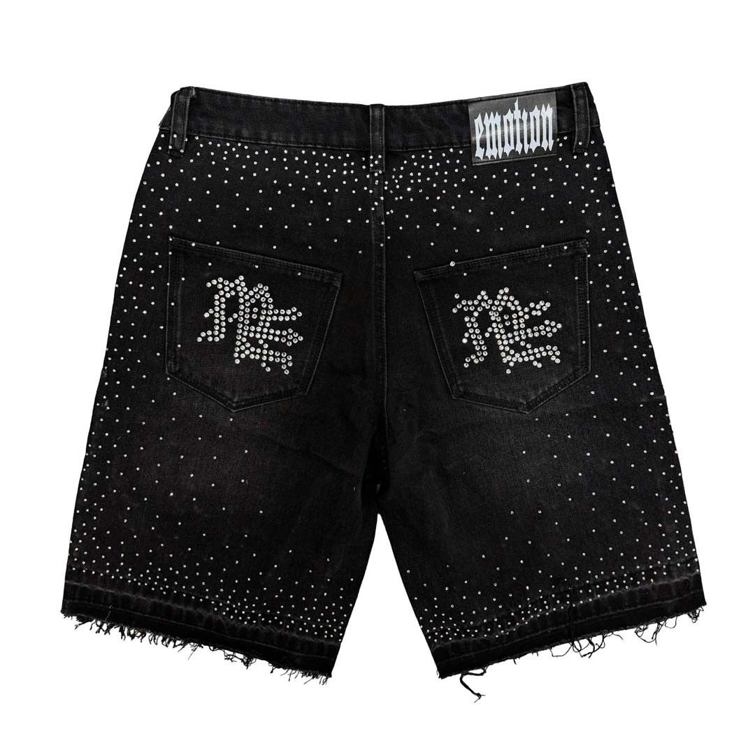 Other Mixed Emotions ME Rhinestone Denim Shorts Black Size US 30 / EU 46 - 2 Thumbnail