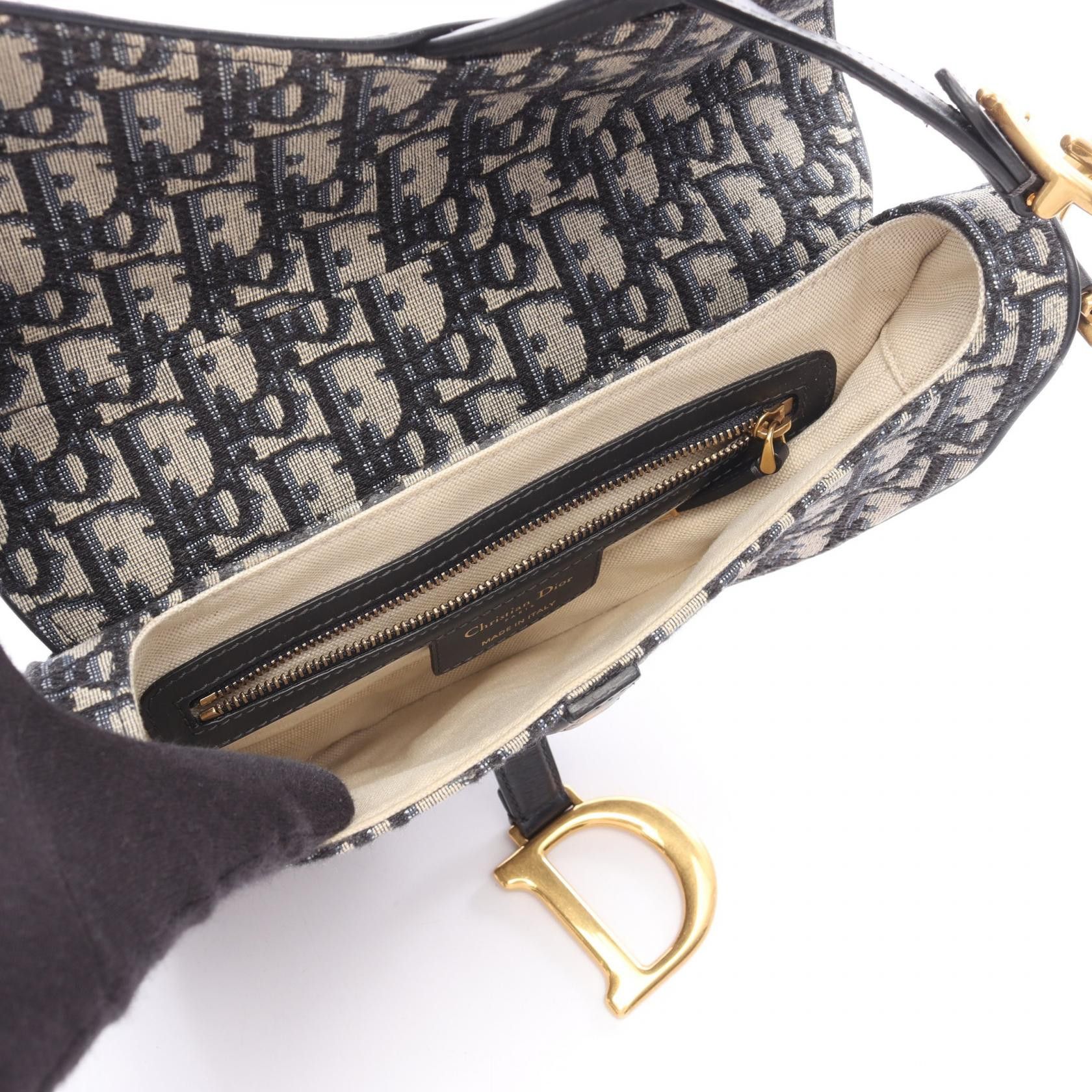 Dior Dior Dior Saddle Oblique Jacquard Canvas Leather Handbag Leather Handbag DUTY FREE for USA Size ONE SIZE - 3 Thumbnail