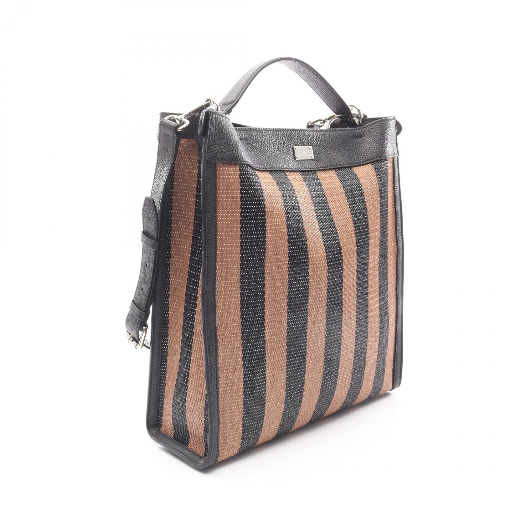 Fendi Fendi Fendi Peekaboo X-Lite Fit Leather Raffia Tote Bag Leather Tote Bag 7VA447 DUTY FREE for USA Size ONE SIZE - 2 Thumbnail