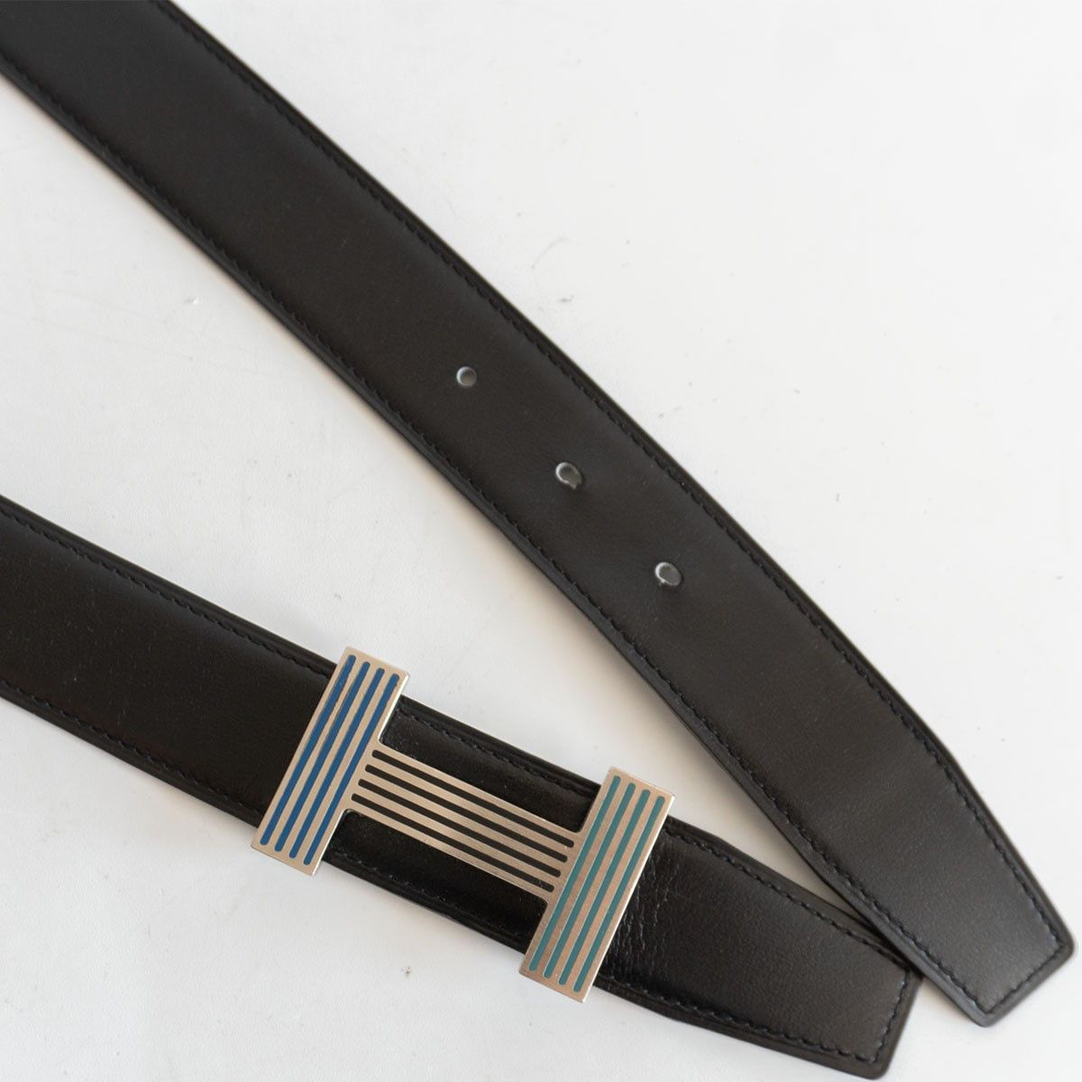 Hermes Hermes Reversible Leather Belt Black x Gray Size 100 Size ONE SIZE - 3 Thumbnail