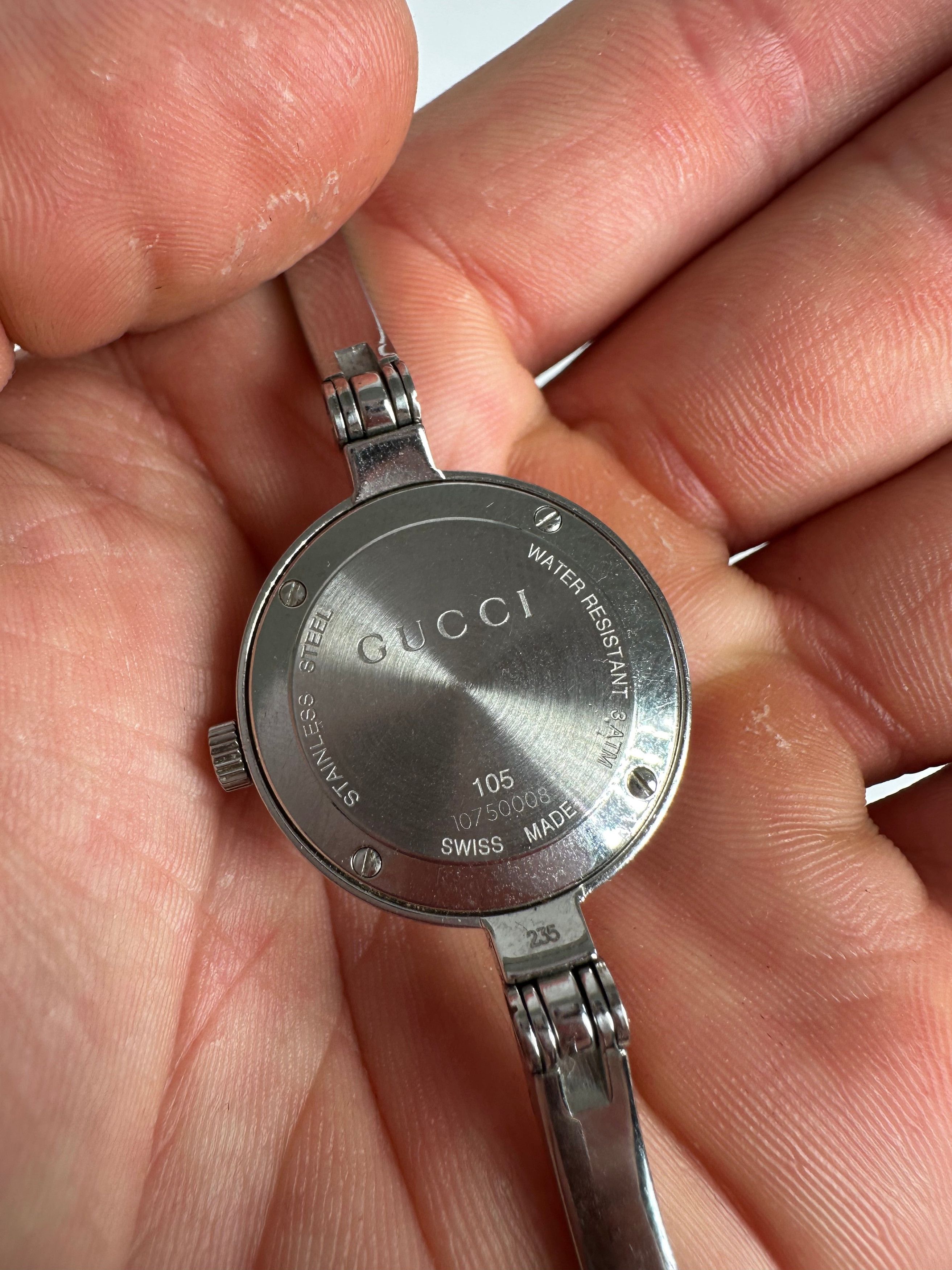 Gucci Vintage Stainless Steel Bracelet Watch Silver Black Size ONE SIZE - 5 Thumbnail