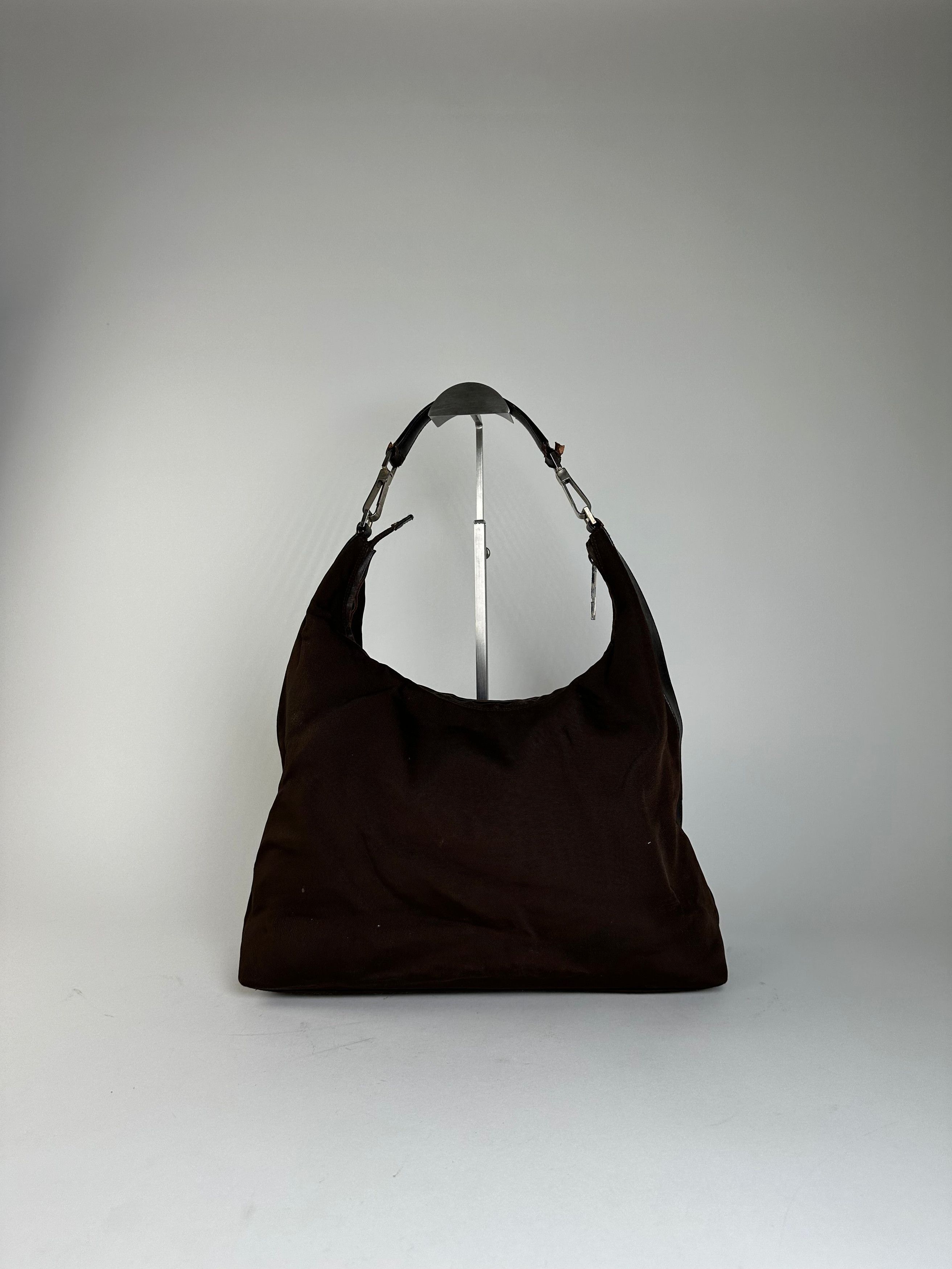 Gucci Vintage Fabric Hobo Bag Brown Silver Size ONE SIZE - 2 Thumbnail