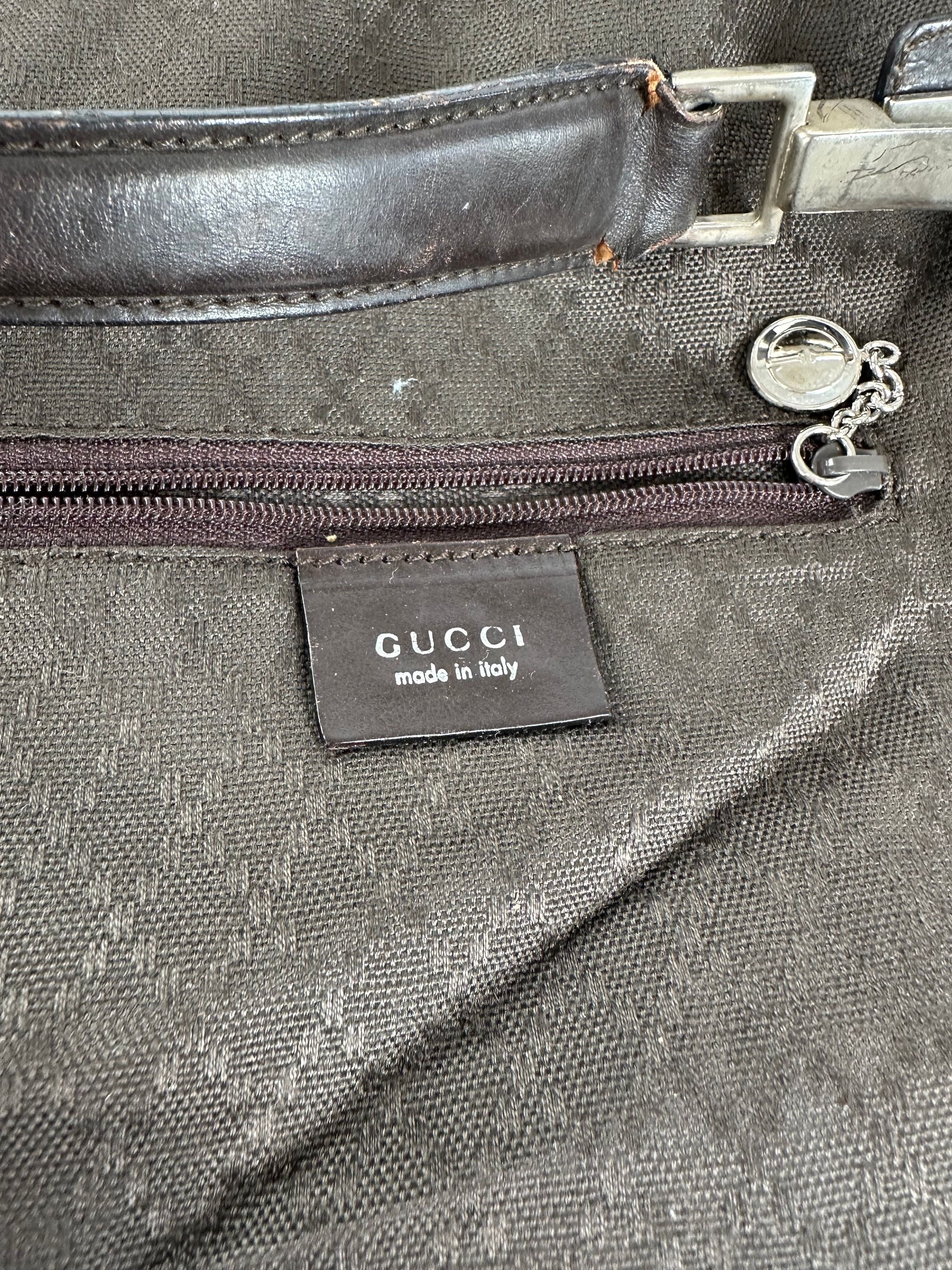 Gucci Vintage Fabric Hobo Bag Brown Silver Size ONE SIZE - 7 Thumbnail