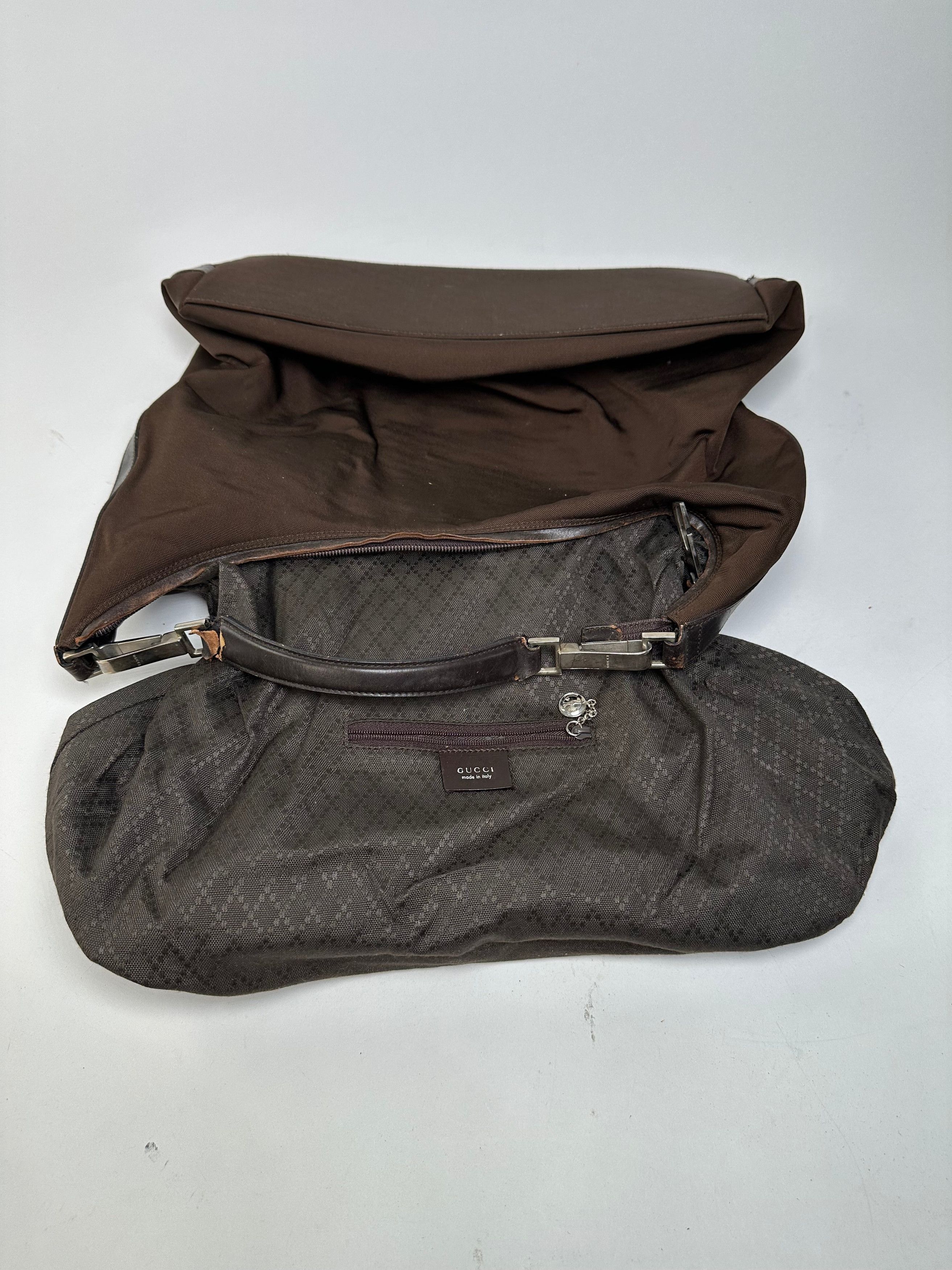 Gucci Vintage Fabric Hobo Bag Brown Silver Size ONE SIZE - 3 Thumbnail