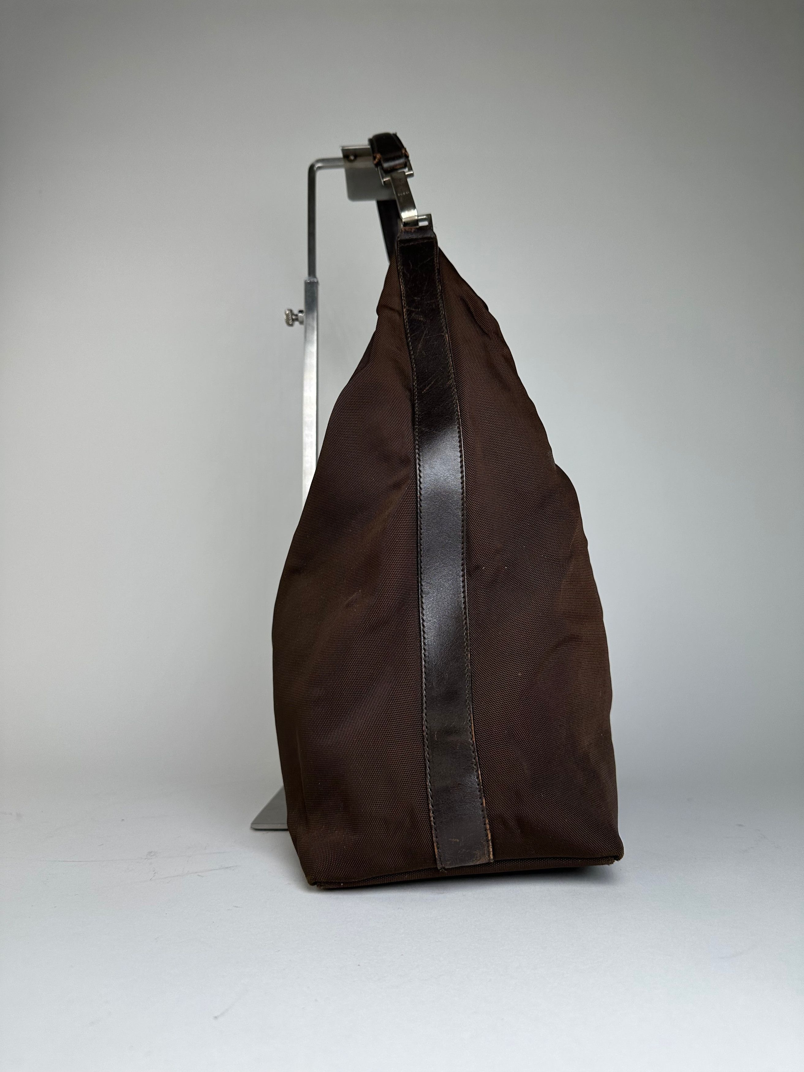 Gucci Vintage Fabric Hobo Bag Brown Silver Size ONE SIZE - 4 Thumbnail
