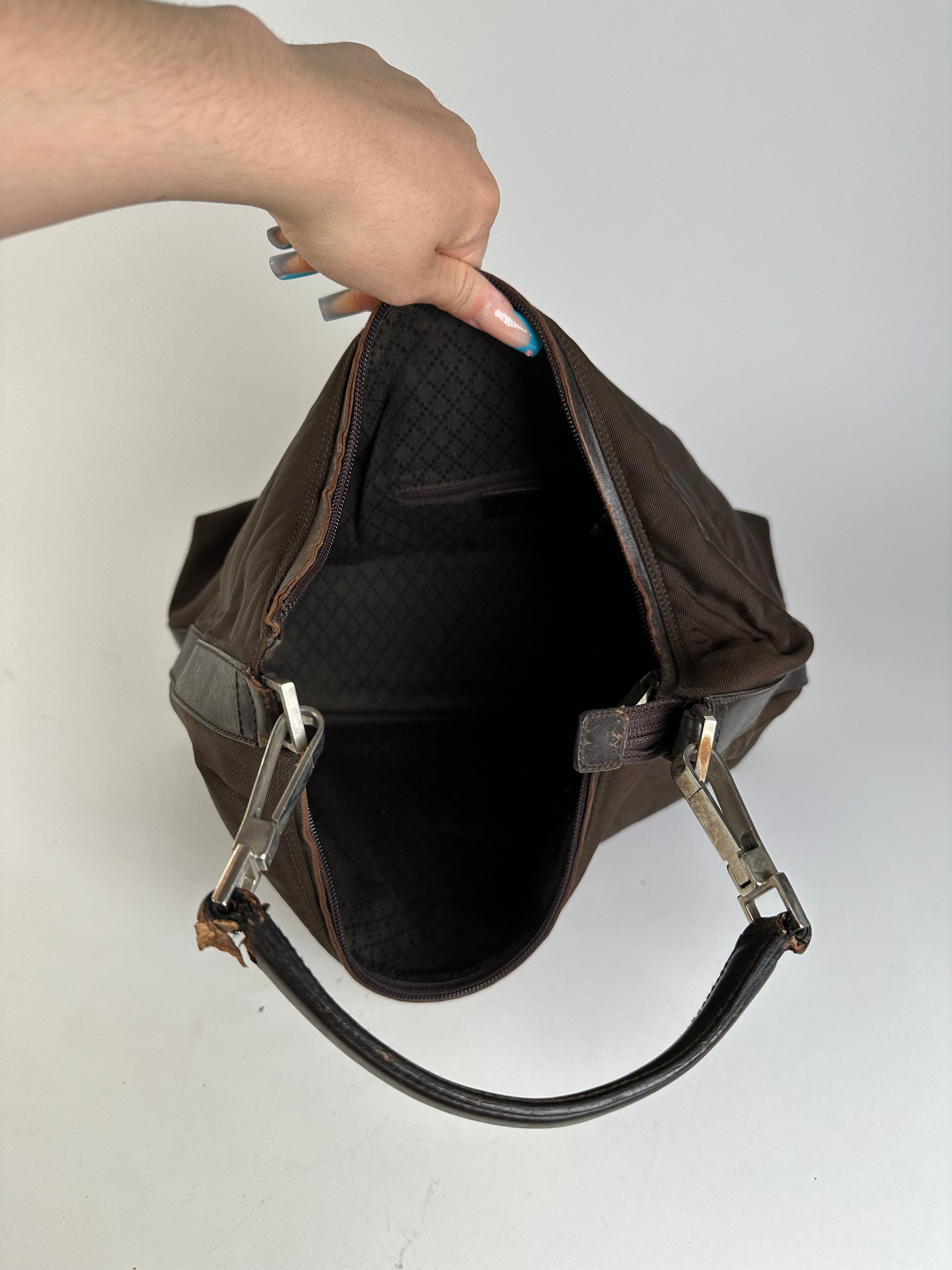 Gucci Vintage Fabric Hobo Bag Brown Silver Size ONE SIZE - 9 Thumbnail