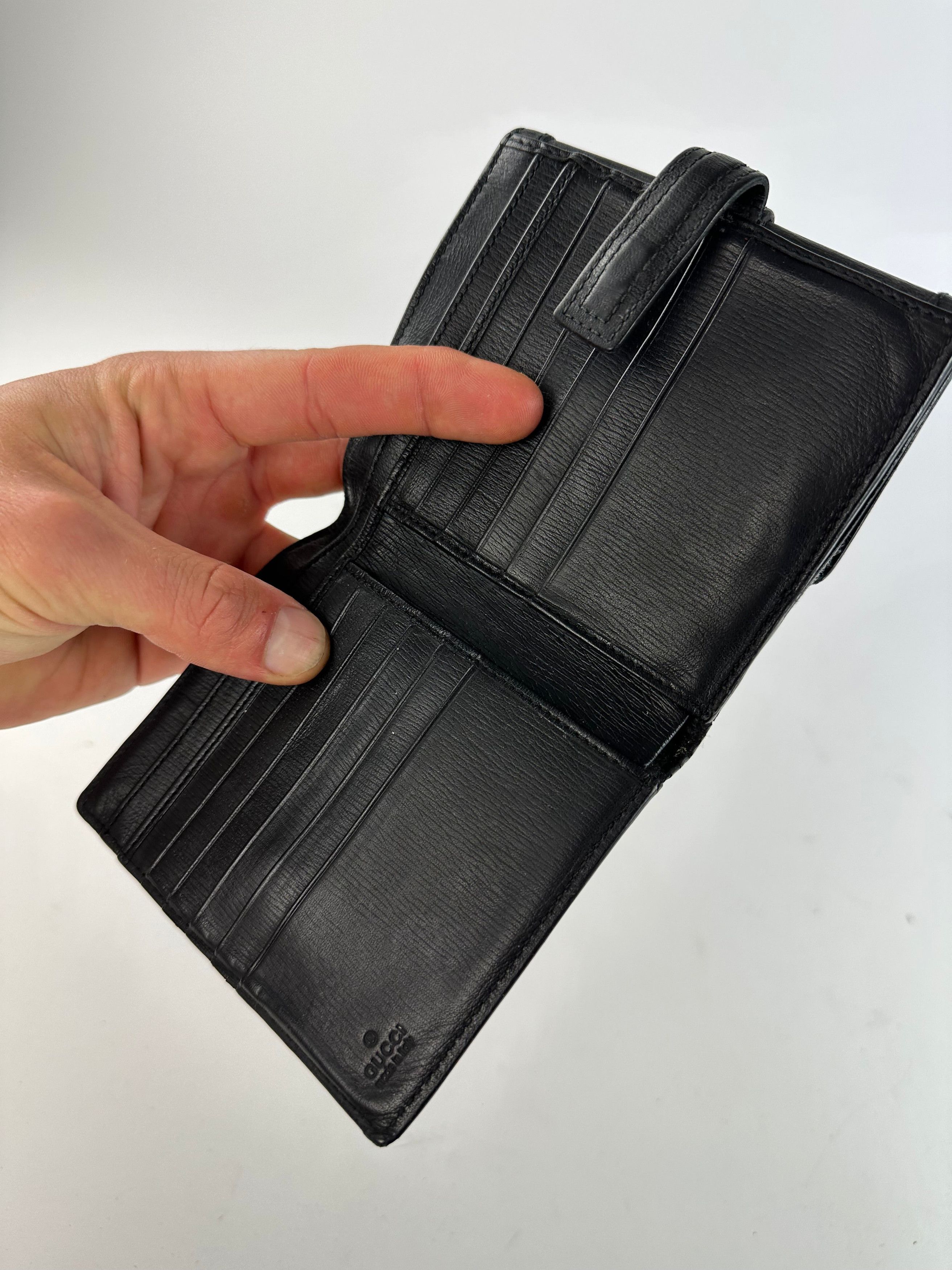 Gucci Vintage Leather Wallet Black Gold Size ONE SIZE - 5 Thumbnail