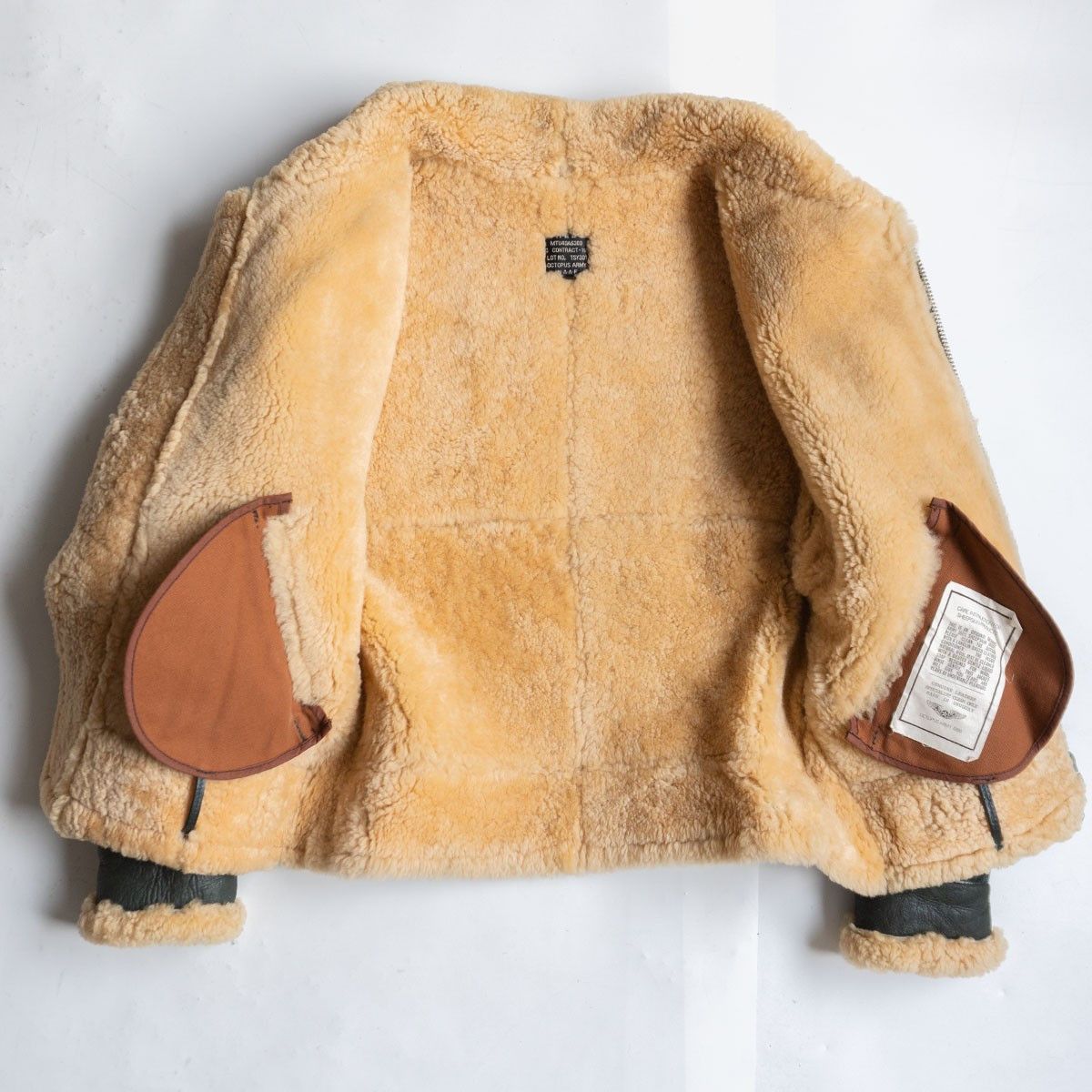 Vintage OCTOPUS ARMY B-3 Shearling Bomber Jacket Green Size 40 Size US XXS / EU 40 - 3 Thumbnail