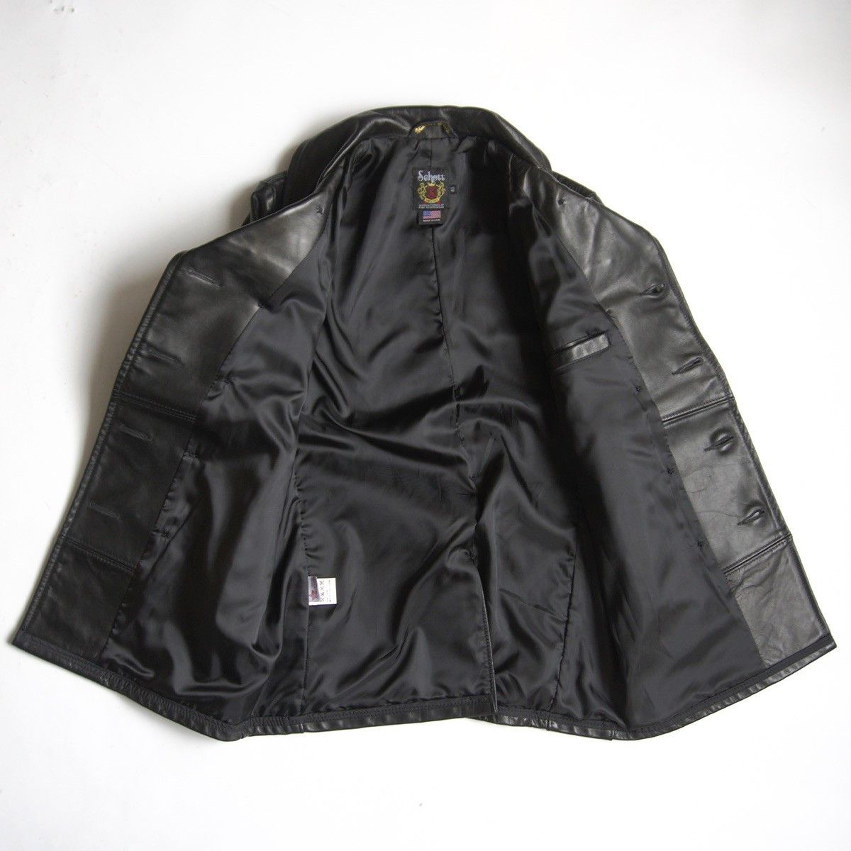 Schott Schott Leather Pea Coat Black Size 40 Size US XXS / EU 40 - 3 Thumbnail