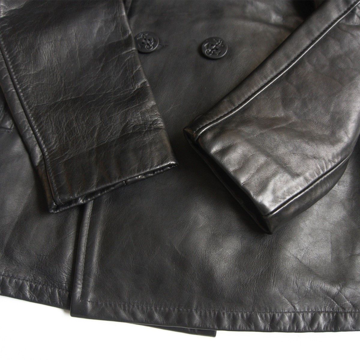 Schott Schott Leather Pea Coat Black Size 40 Size US XXS / EU 40 - 4 Thumbnail