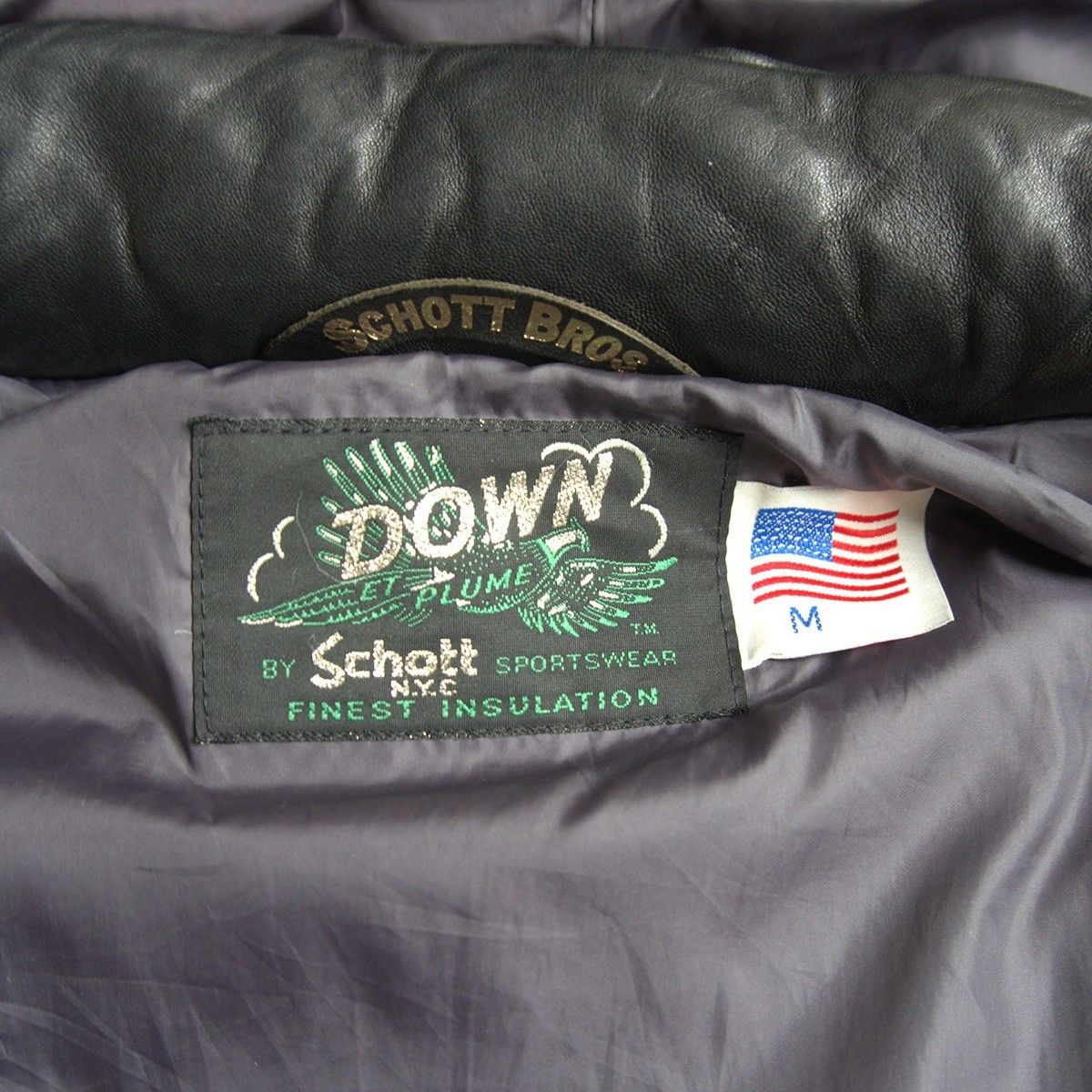 Schott Schott Hooded Leather Down Jacket Black Size M Size US M / EU 48-50 / 2 - 7 Thumbnail
