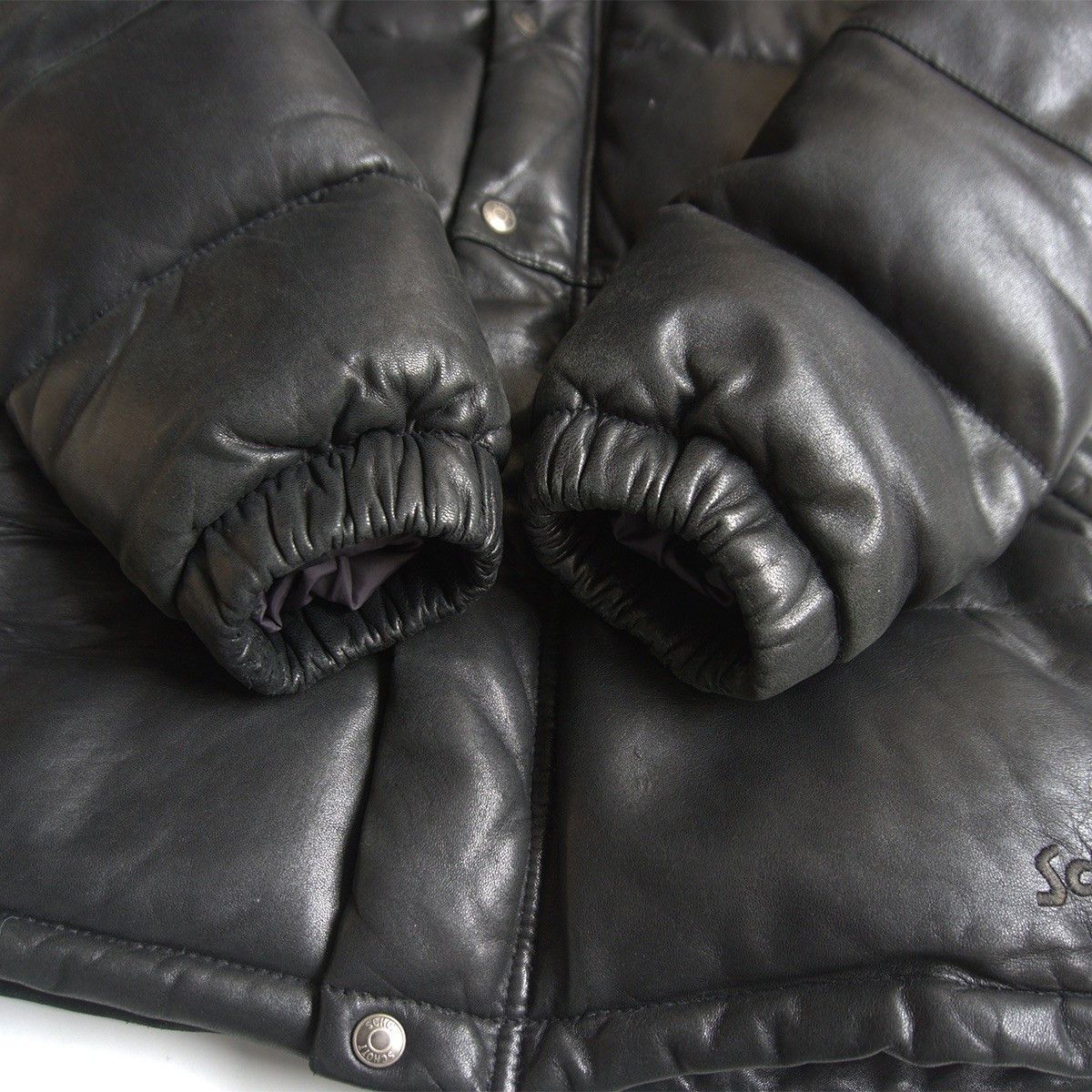 Schott Schott Hooded Leather Down Jacket Black Size M Size US M / EU 48-50 / 2 - 5 Thumbnail