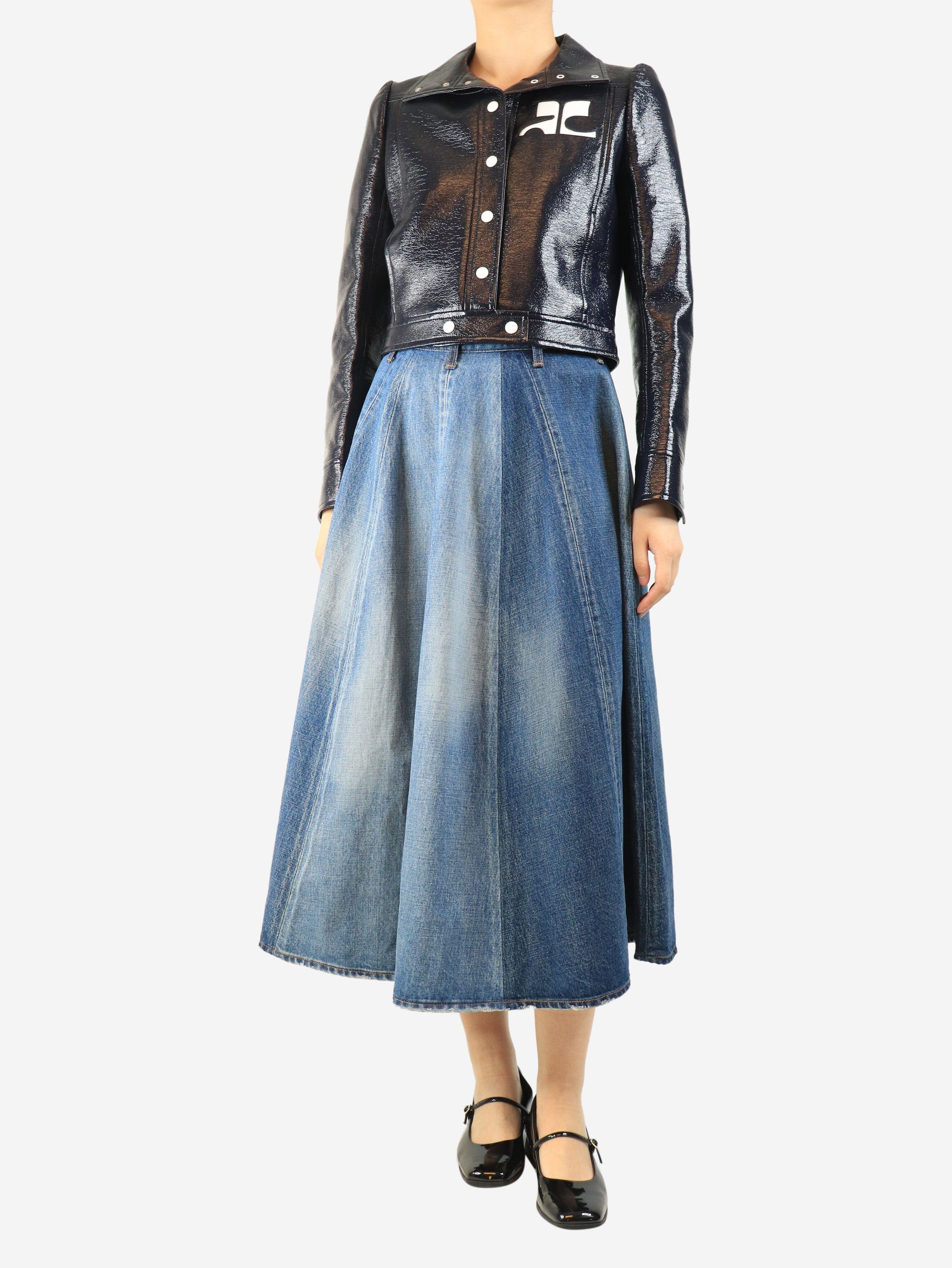 Celine Blue two-tone denim midi skirt - UK 10 Size 28" / US 6 / IT 42 - 3 Thumbnail